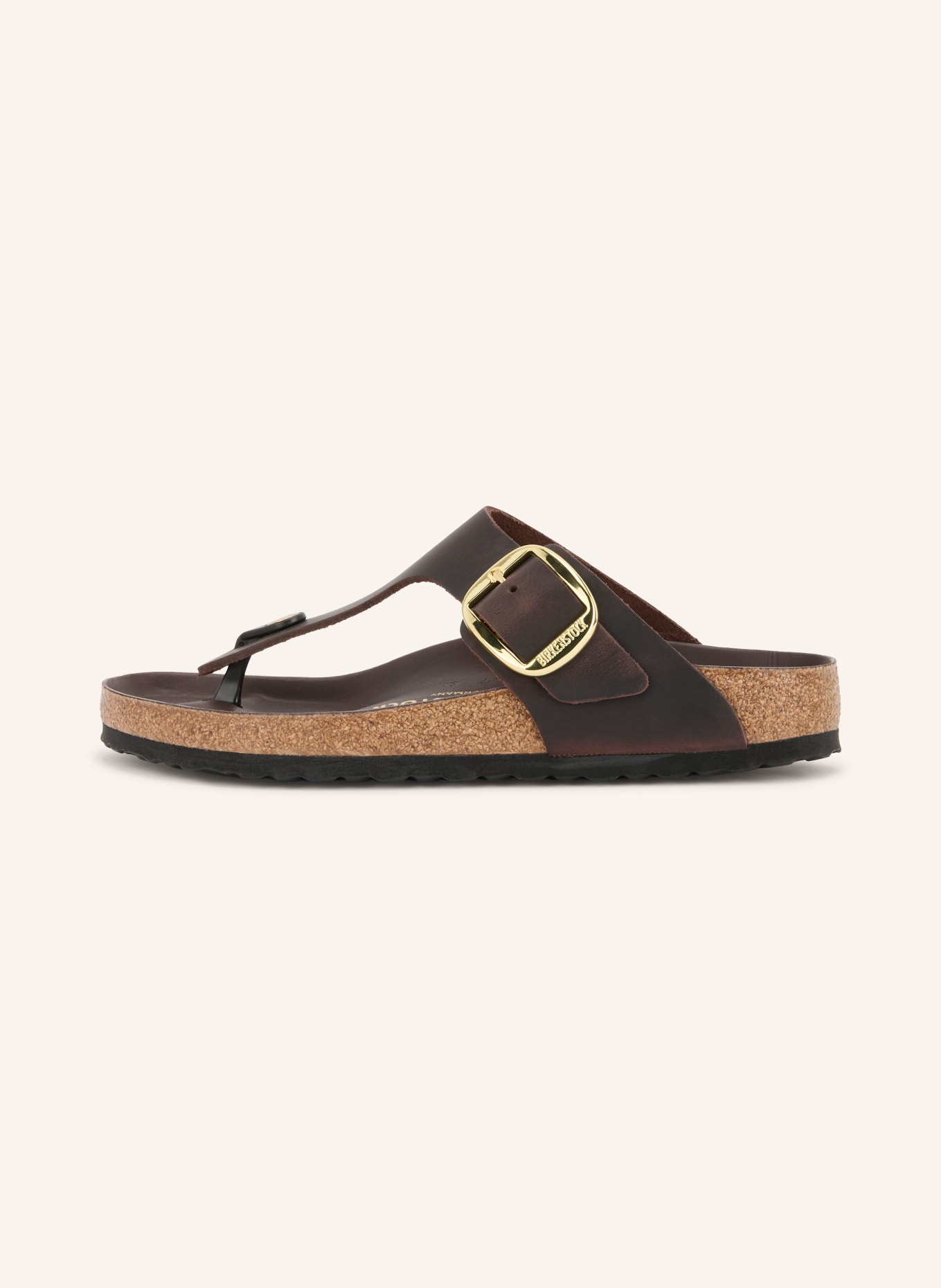 BIRKENSTOCK GIZEH BIG BUCKLE Thong sandals: DARK BROWN / GOLD