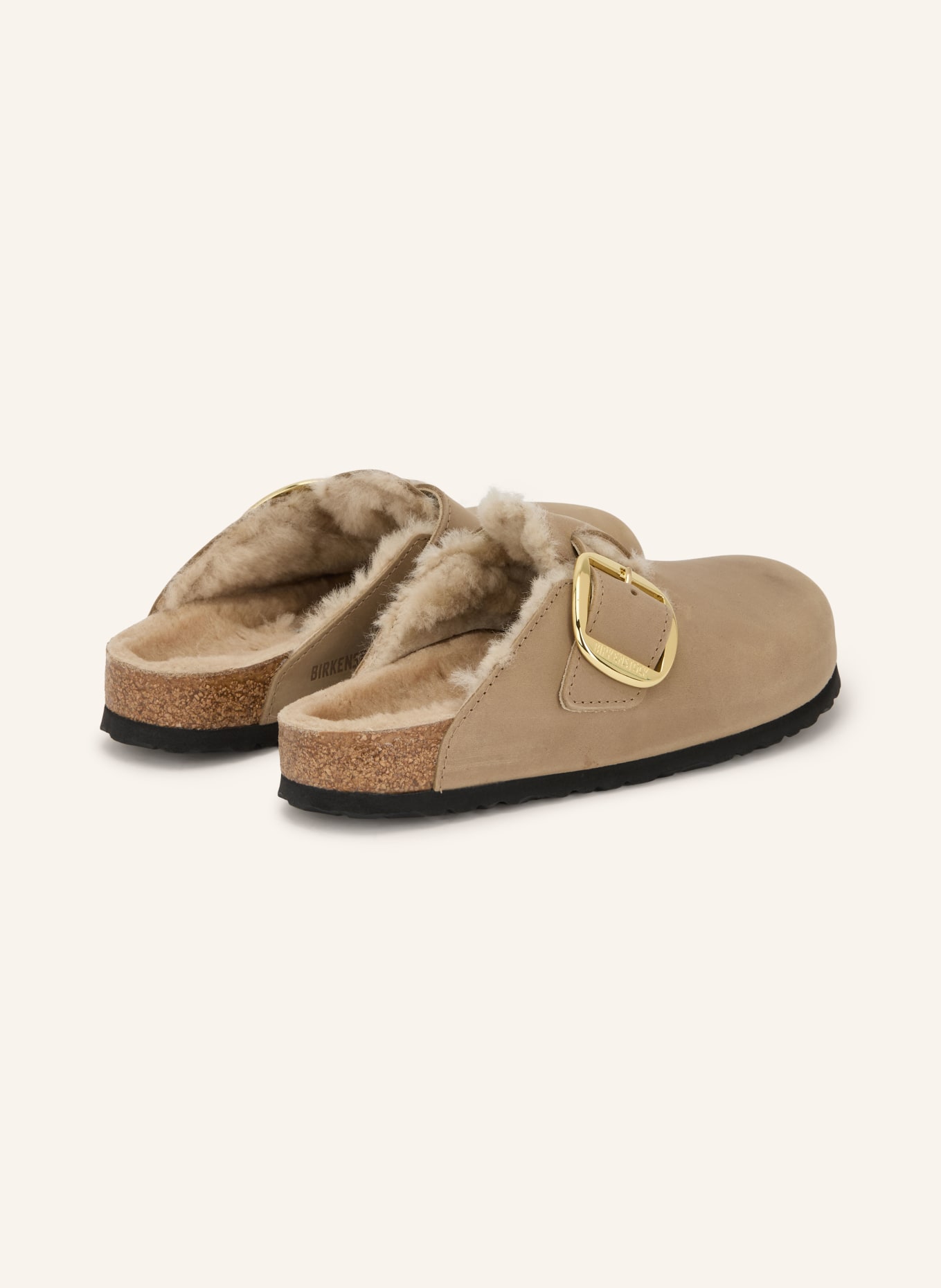 BIRKENSTOCK Muiltjes BOSTON BIG BUCKLE: BEIGE / GOUD / CRÈME