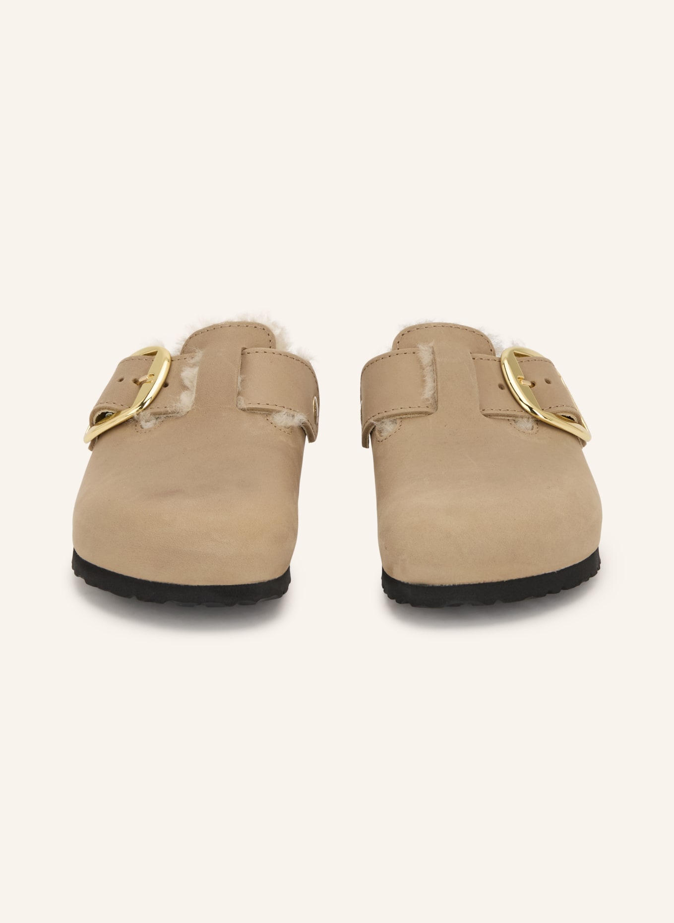 BIRKENSTOCK Muiltjes BOSTON BIG BUCKLE: BEIGE / GOUD / CRÈME