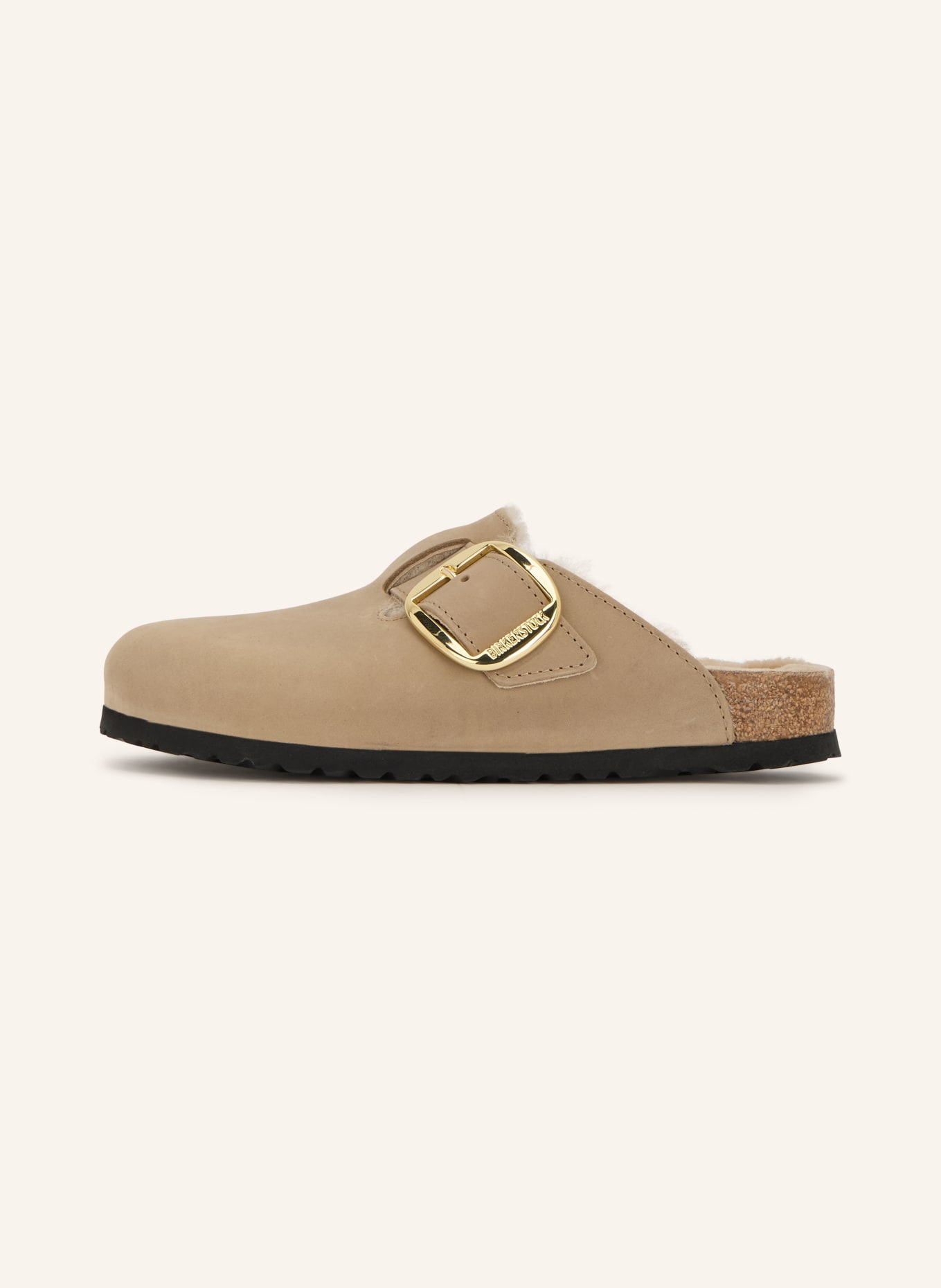 BIRKENSTOCK Muiltjes BOSTON BIG BUCKLE: BEIGE / GOUD / CRÈME