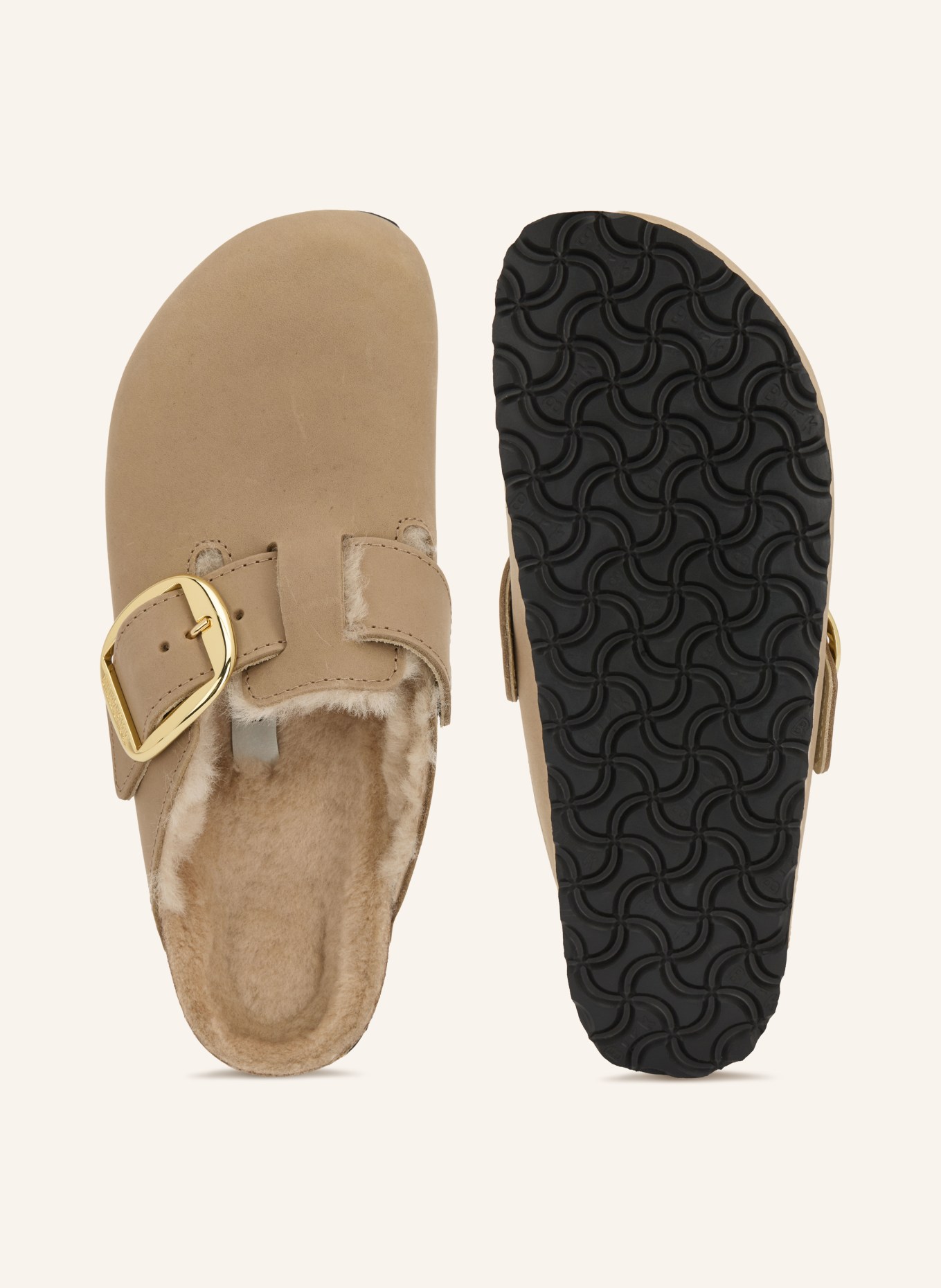 BIRKENSTOCK Muiltjes BOSTON BIG BUCKLE: BEIGE / GOUD / CRÈME