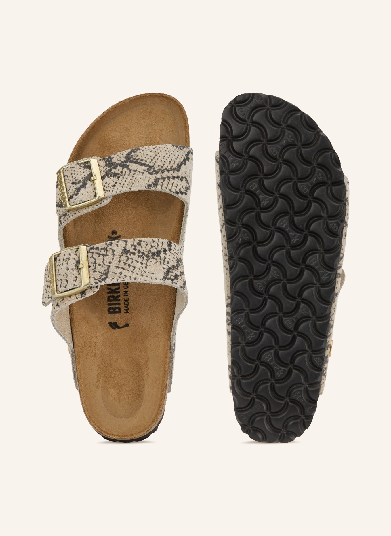 BIRKENSTOCK Muiltjes ARIZONA: DONKERGRIJS / GOUD / BEIGE