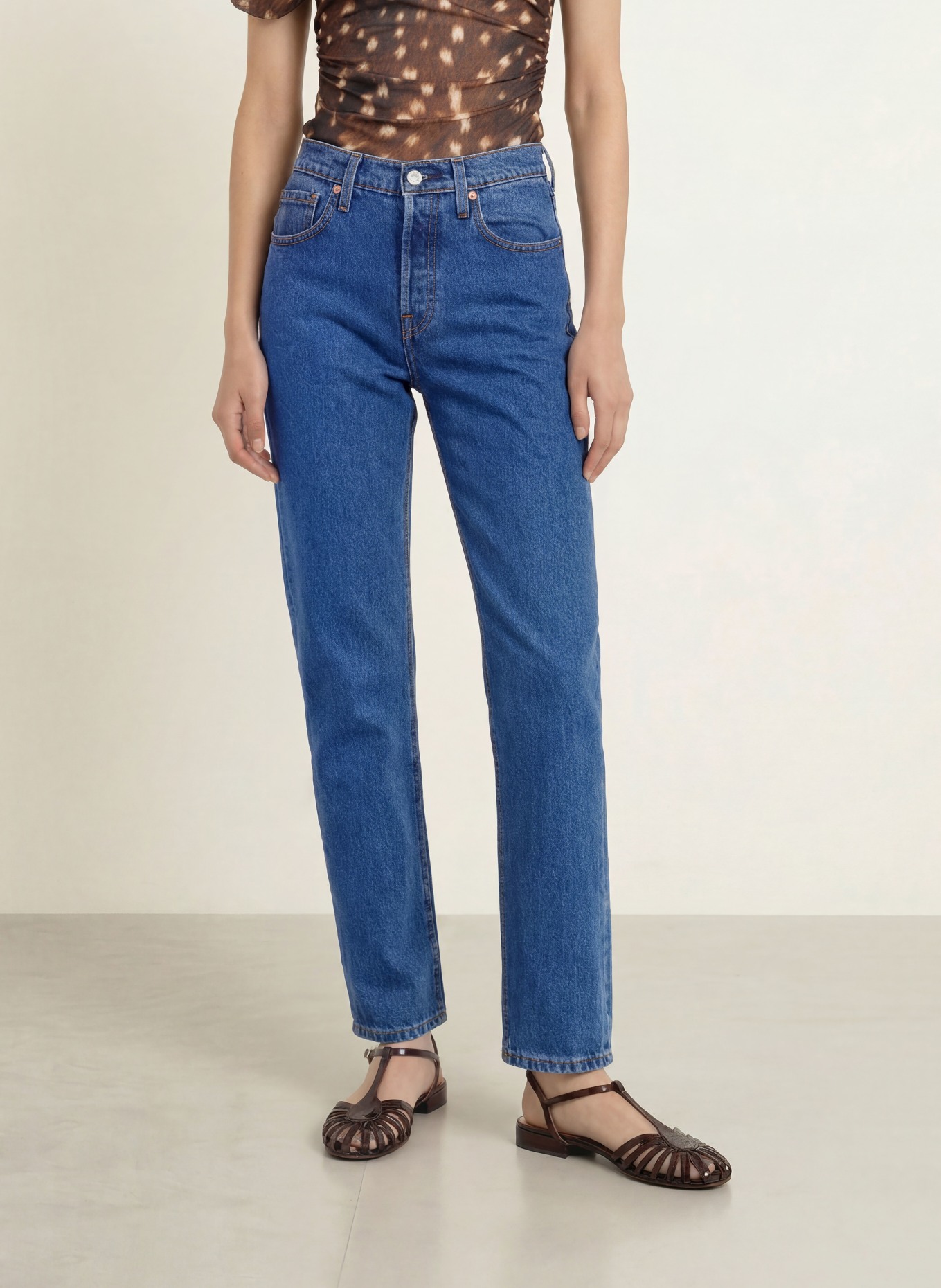 Levi's® Straight Jeans 501 CROPPED: 10 Med Indigo - Flat Finish