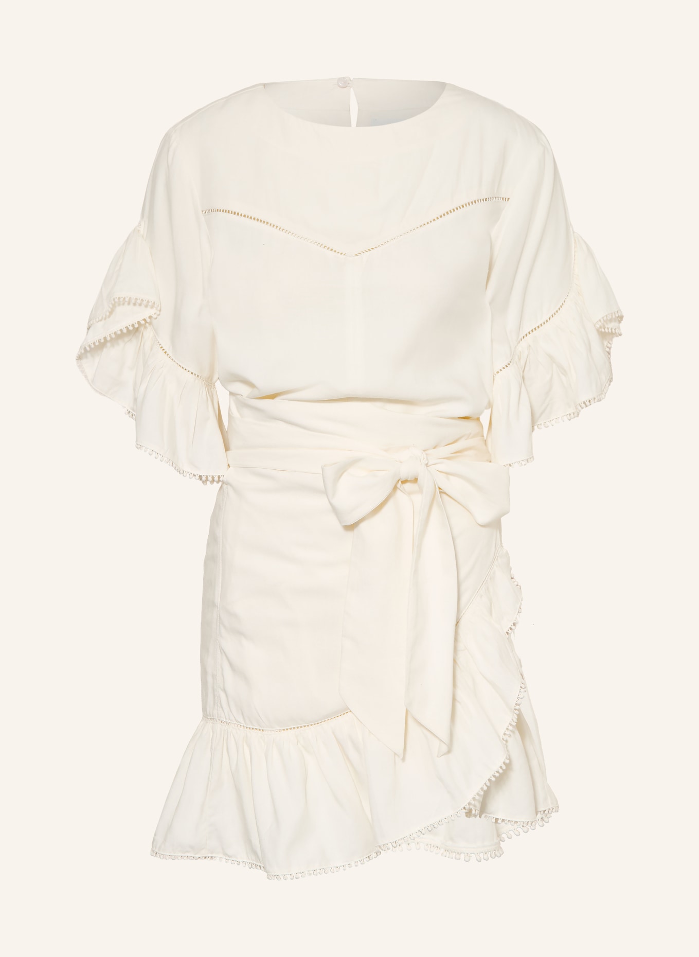 MARANT ÉTOILE MELICIA Wrap-look dress with Ruffles: ECRU