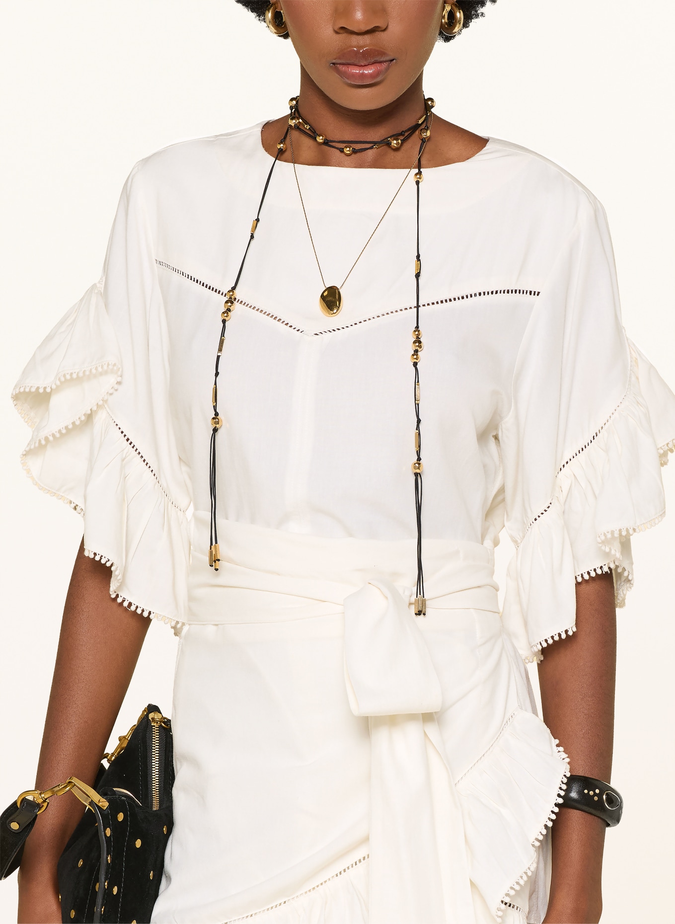 MARANT ÉTOILE MELICIA Wrap-look dress with Ruffles: ECRU
