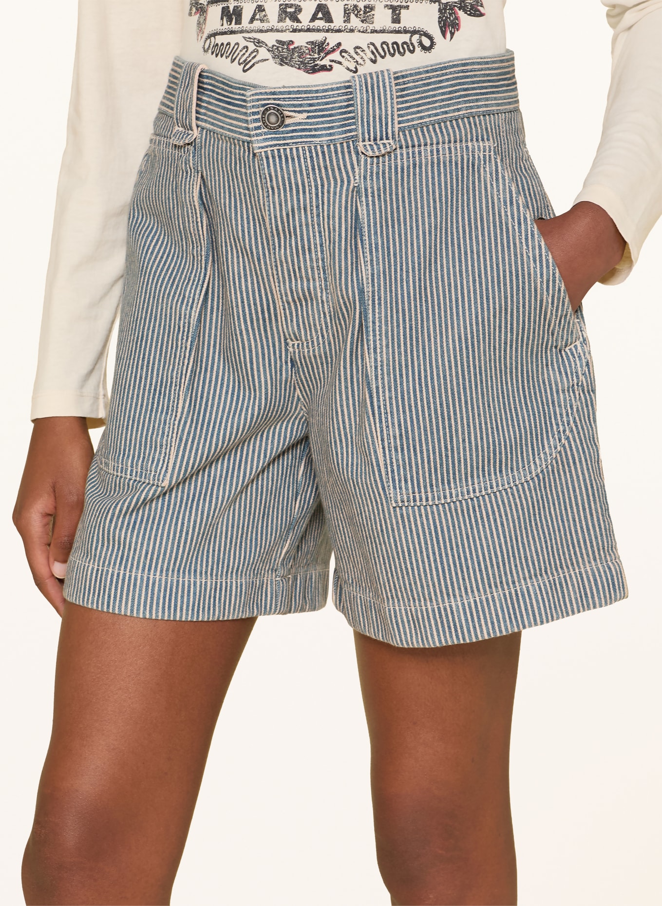 MARANT ÉTOILE EVEJA Jean shorts: BUWE BLUE/WHITE