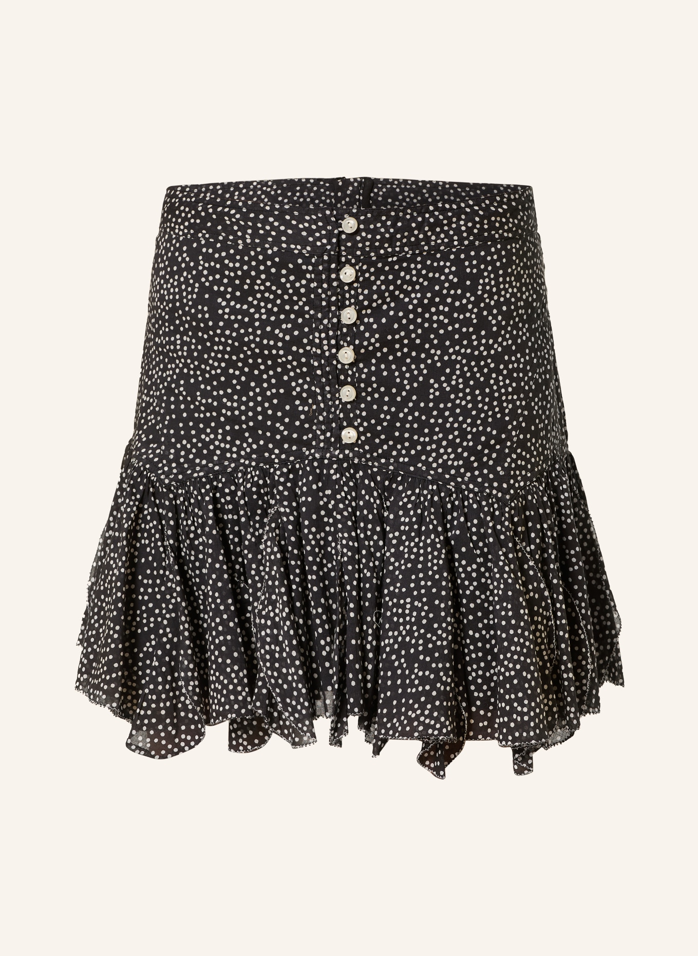 MARANT ÉTOILE Fustă DANEEN cu volane: NEGRU / ECRU