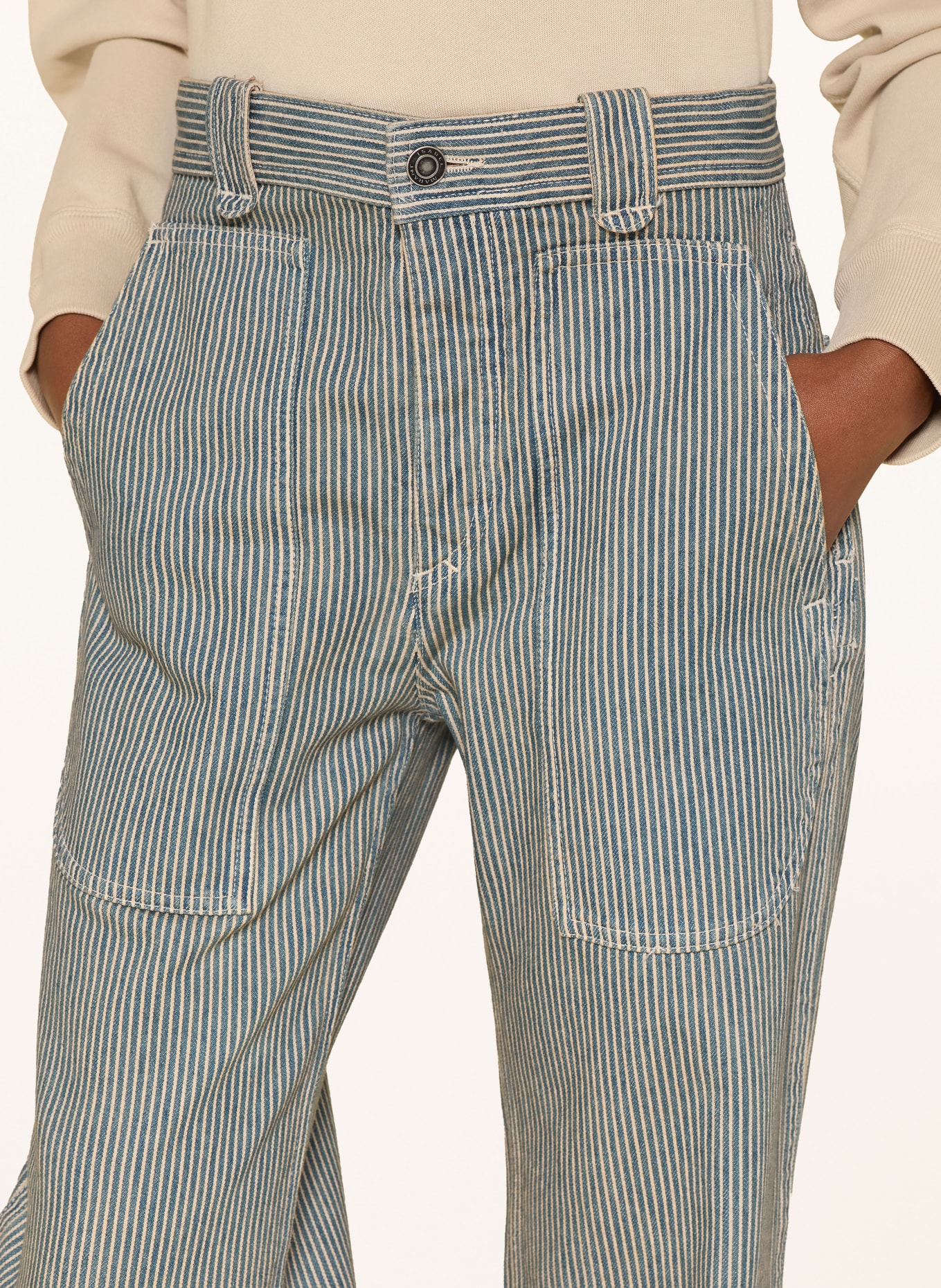 MARANT ÉTOILE ERMINA 7/8-length trousers: BUWE BLUE/WHITE