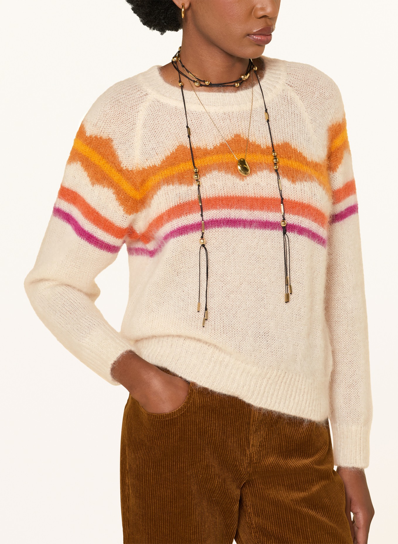 MARANT ÉTOILE Pull MONETTE: BEIGE / ROSE FUCHSIA / ORANGE FONCÉ