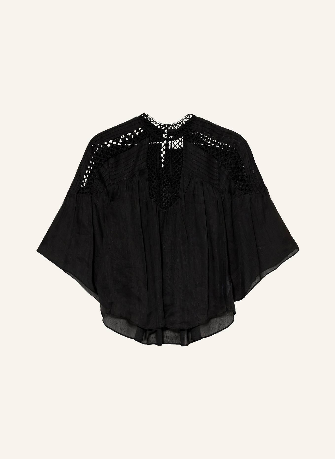 MARANT ÉTOILE PARINA-bluse med blonder og plissering: SORT