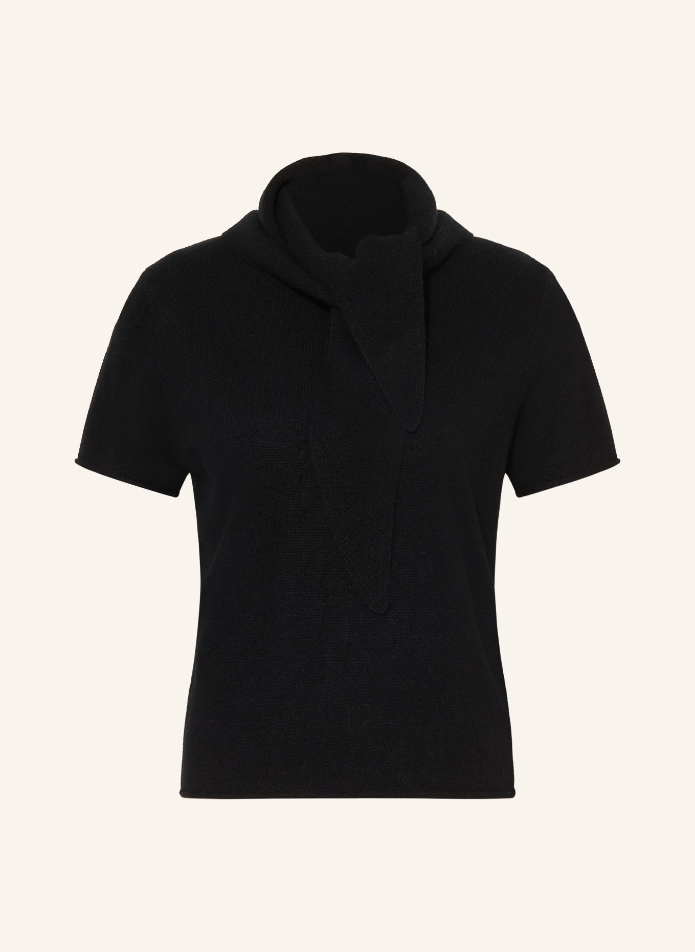 MRS & HUGS Strickshirt aus Cashmere mit abnehmbarem Schal: SCHWARZ