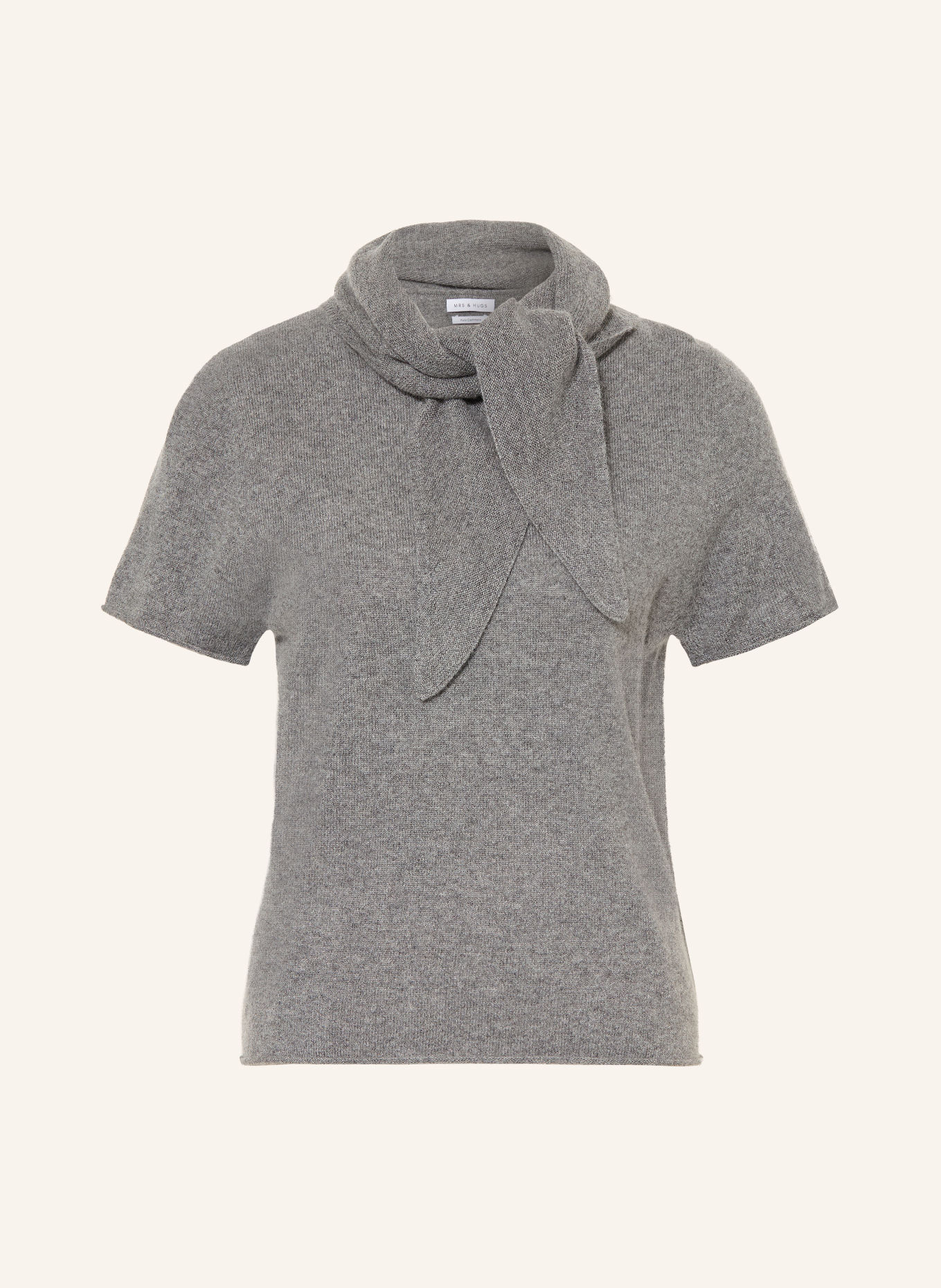 MRS & HUGS Strickshirt aus Cashmere mit abnehmbarem Schal: GRAU