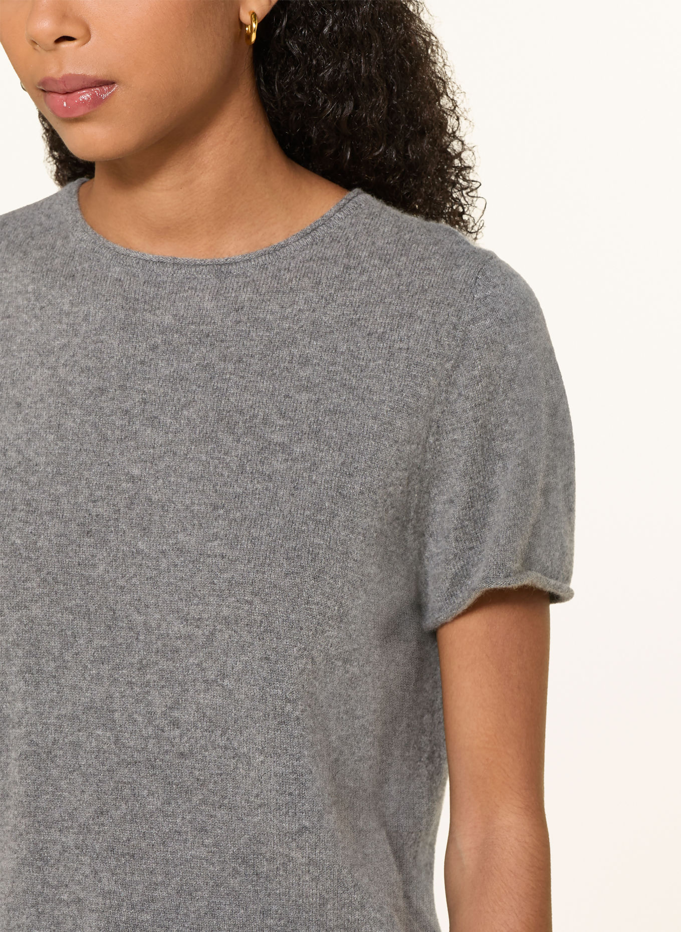 MRS & HUGS Strickshirt aus Cashmere mit abnehmbarem Schal: GRAU