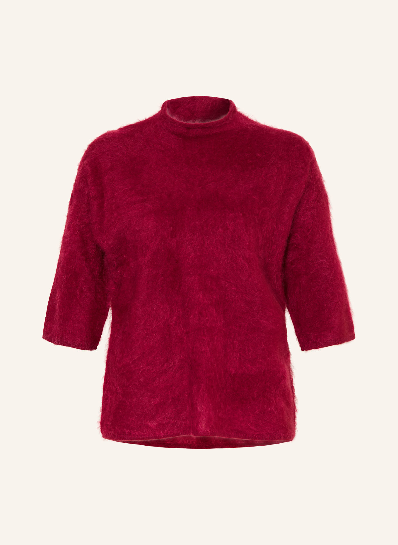 MRS & HUGS Cashmere-Pullover mit 3/4-Arm: DUNKELROT
