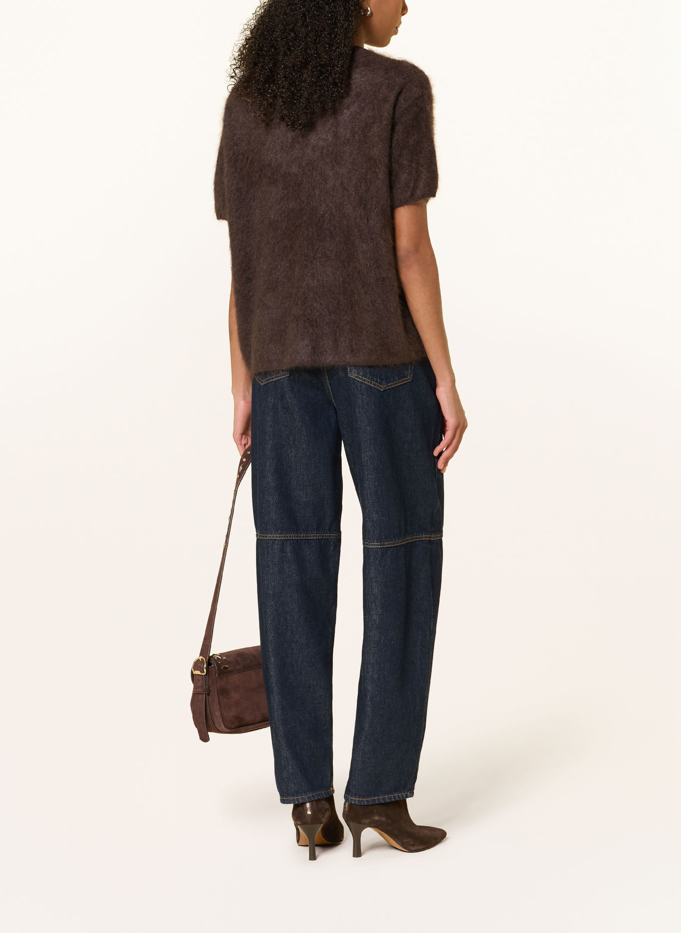 MRS & HUGS Gebreid shirt van kasjmier: MARRON FONCÉ
