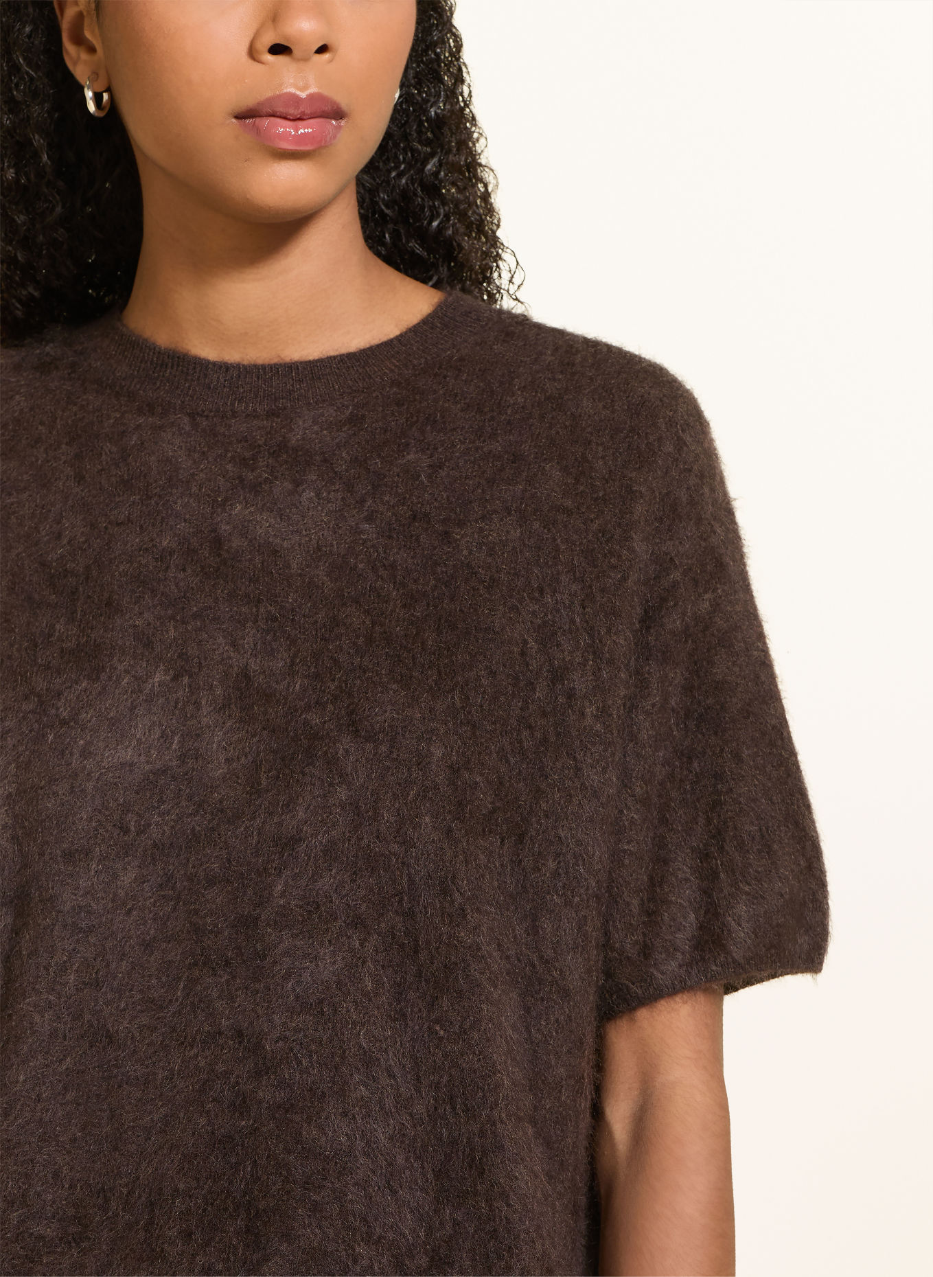 MRS & HUGS Gebreid shirt van kasjmier: MARRON FONCÉ