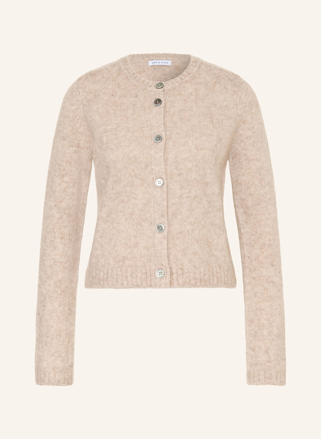 MRS & HUGS Cashmere Cardigan: BEIGE