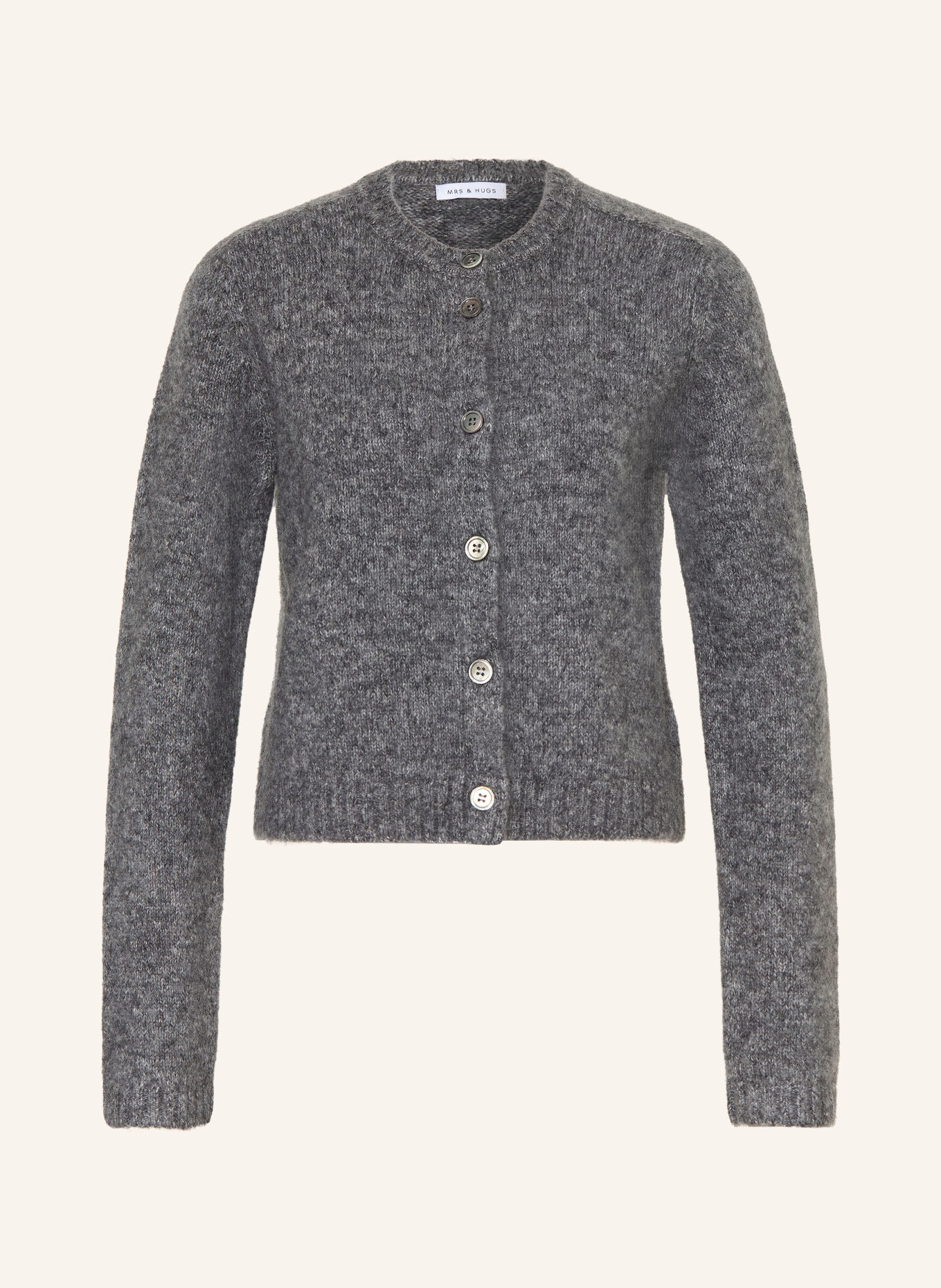 MRS & HUGS Cashmere Cardigan: DARK GRAY