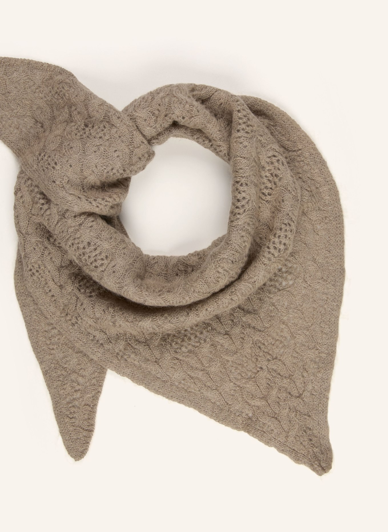 Johann & Johanna Triangular scarf with mohair: TAUPE