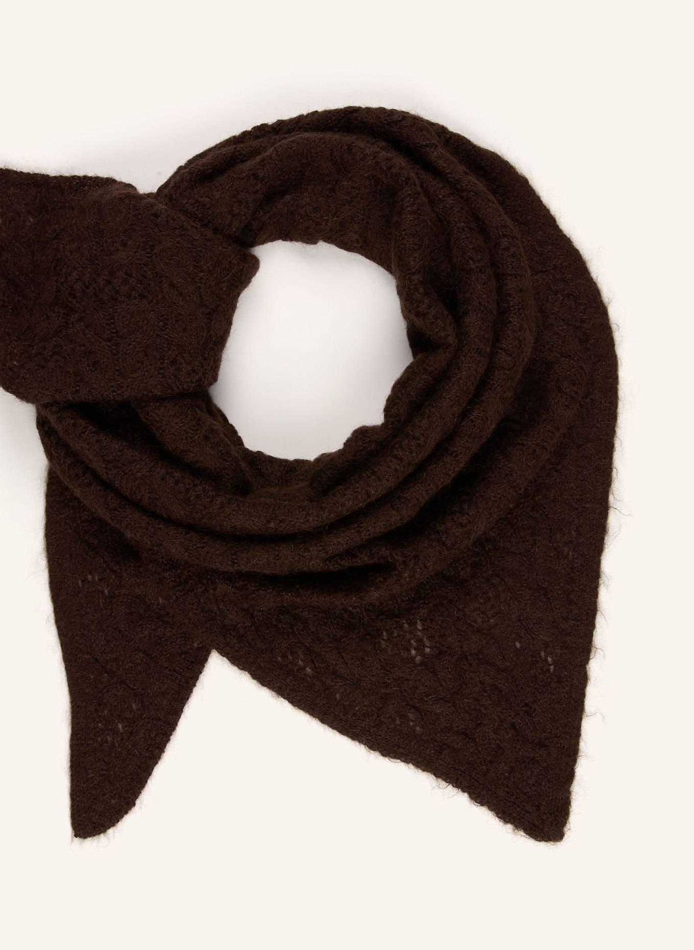 Johann & Johanna Triangular scarf with mohair: DARK BROWN