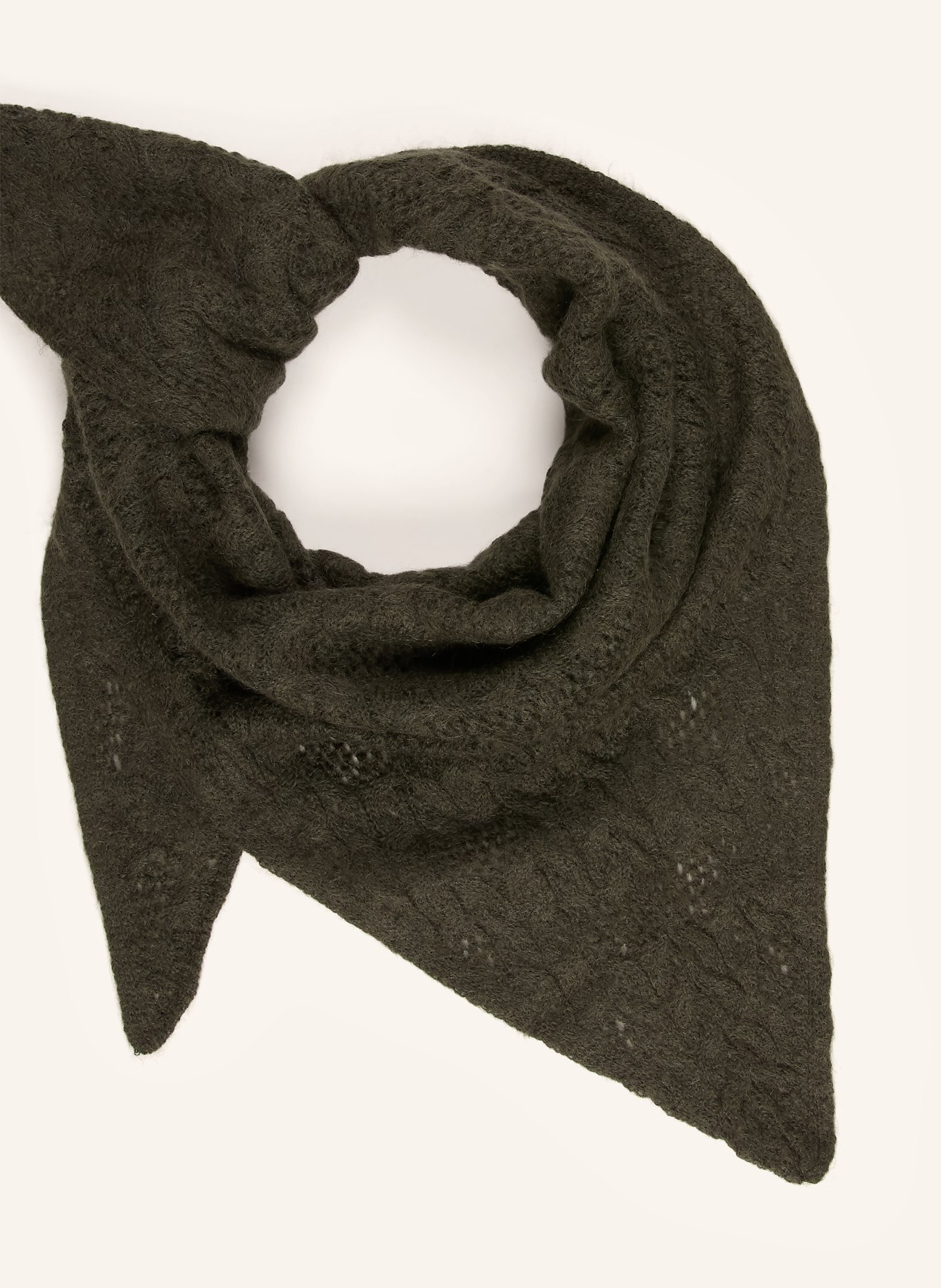 Johann & Johanna Triangular scarf with mohair: OLIVE