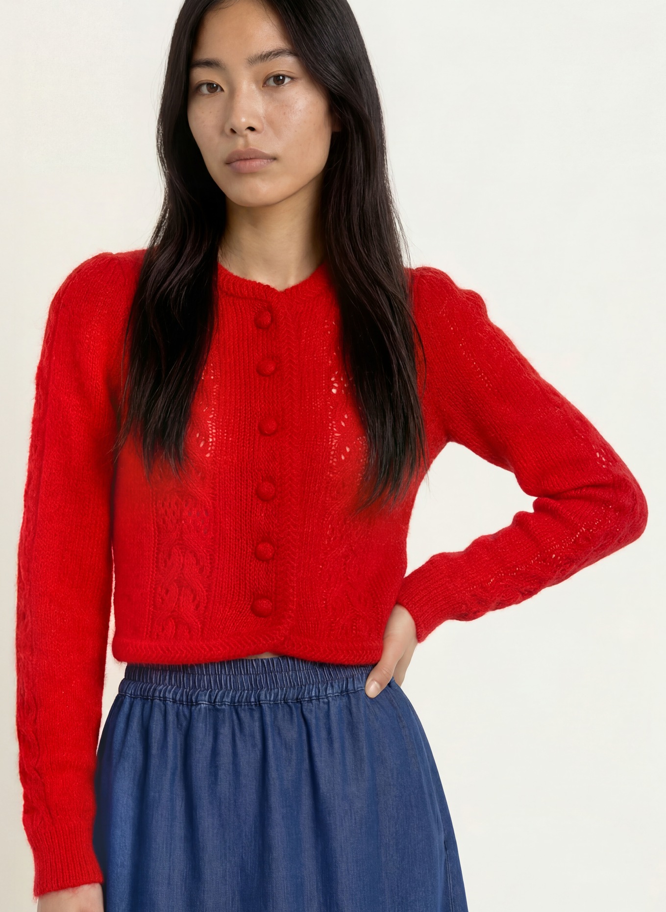Johann & Johanna Cardigan din mohair: ROȘU