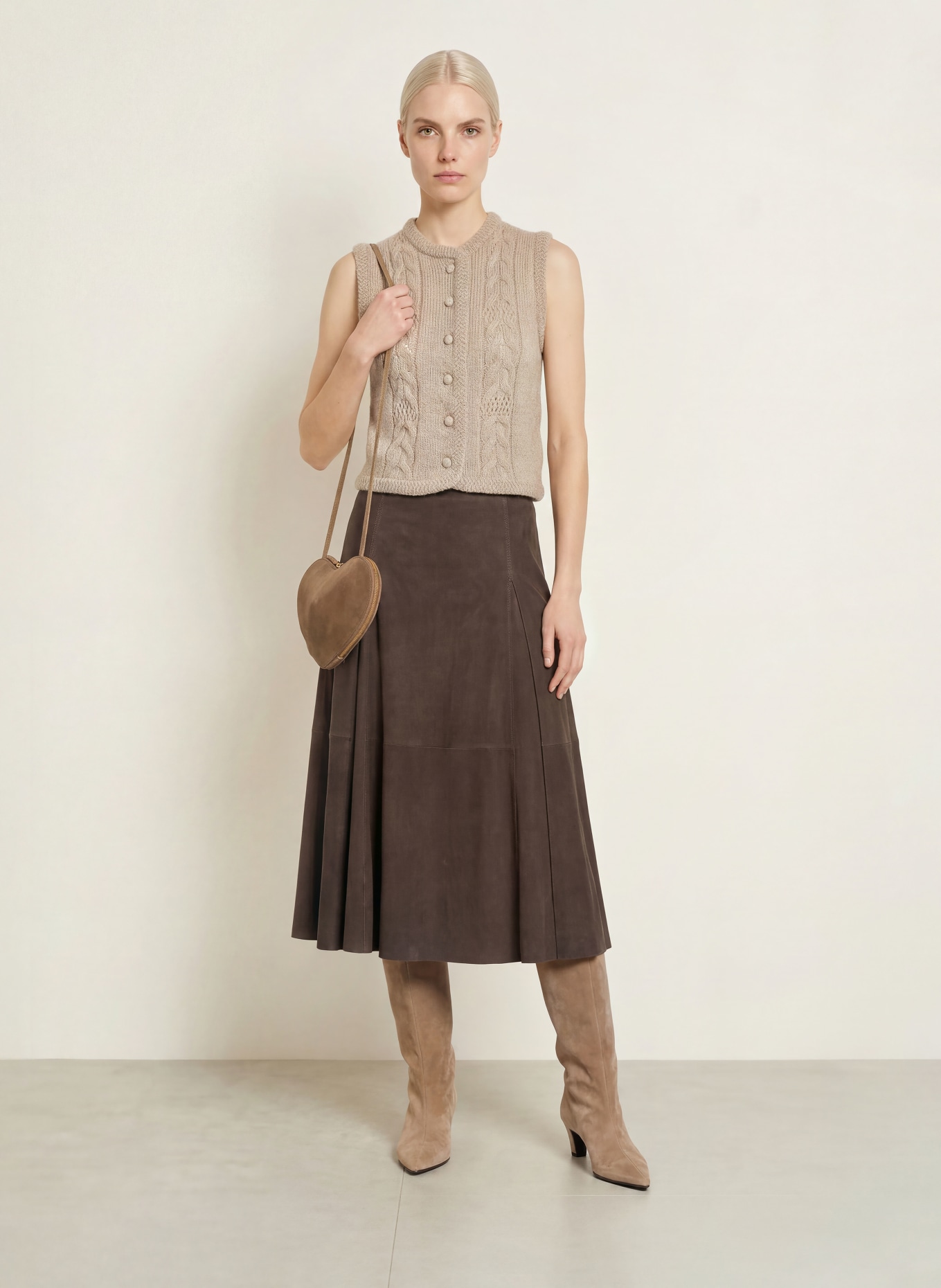 Johann & Johanna Mohair Knit Vest: TAUPE