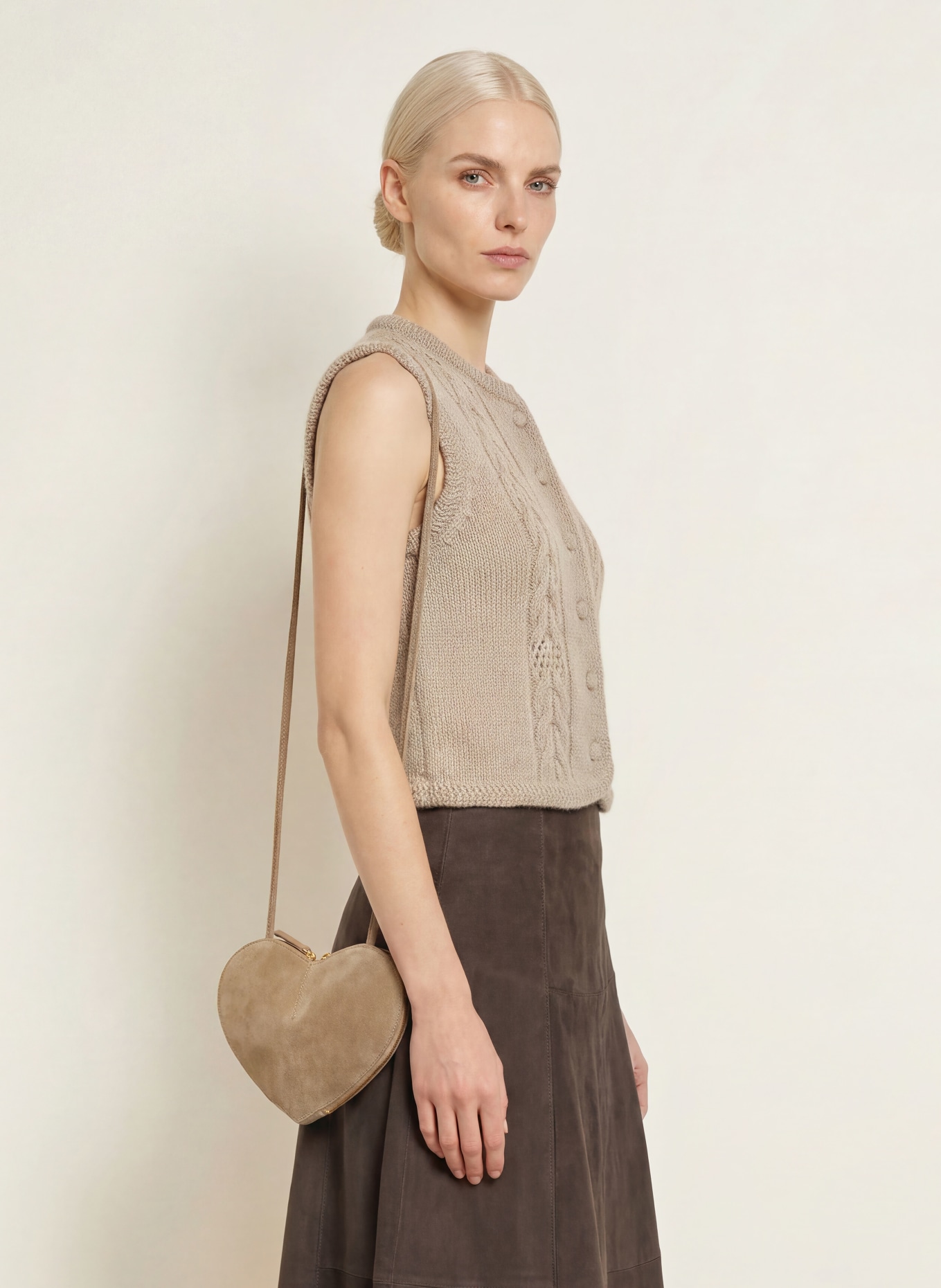 Johann & Johanna Mohair Knit Vest: TAUPE
