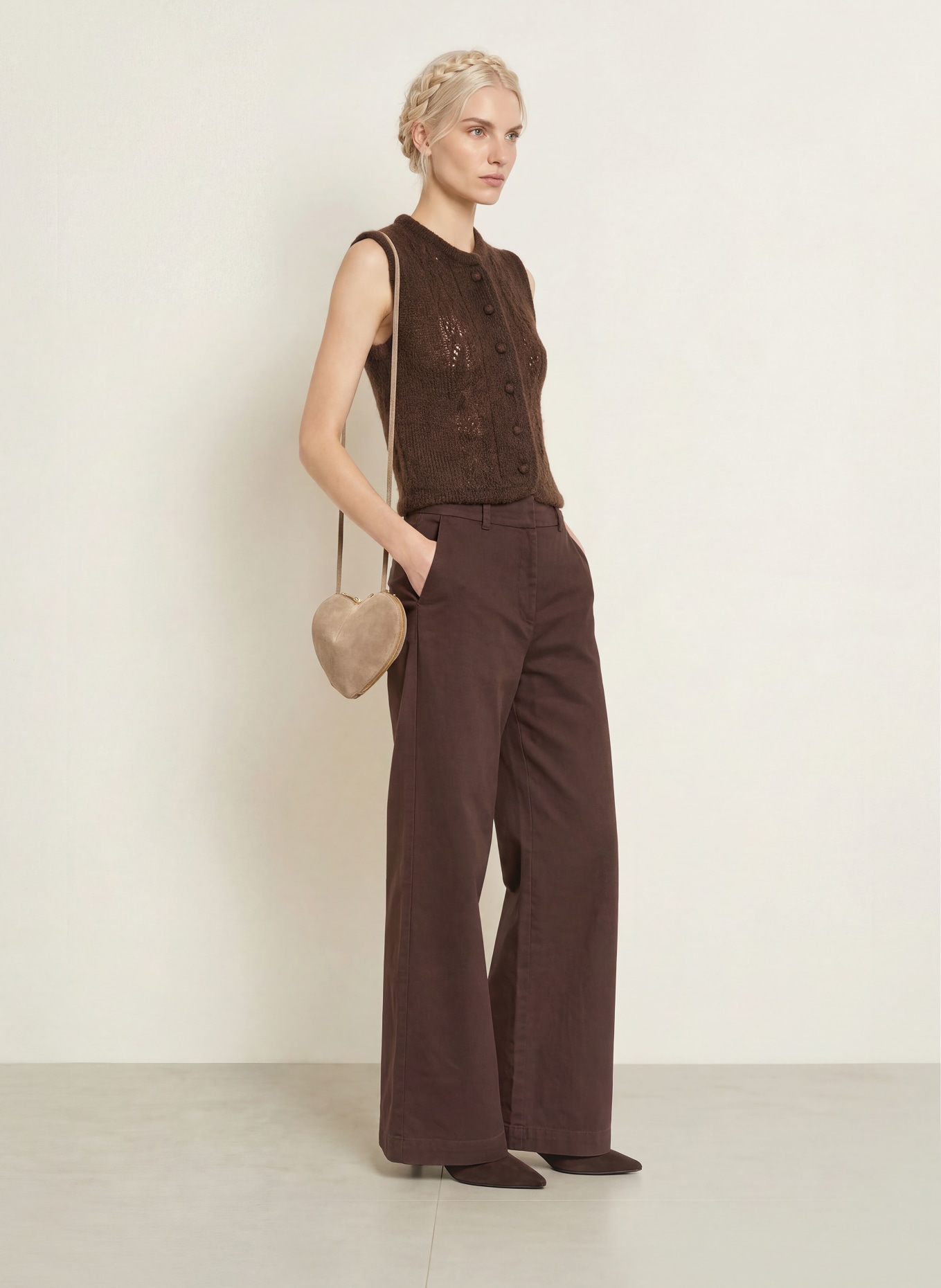 Johann & Johanna Mohair Knit Vest: DARK BROWN