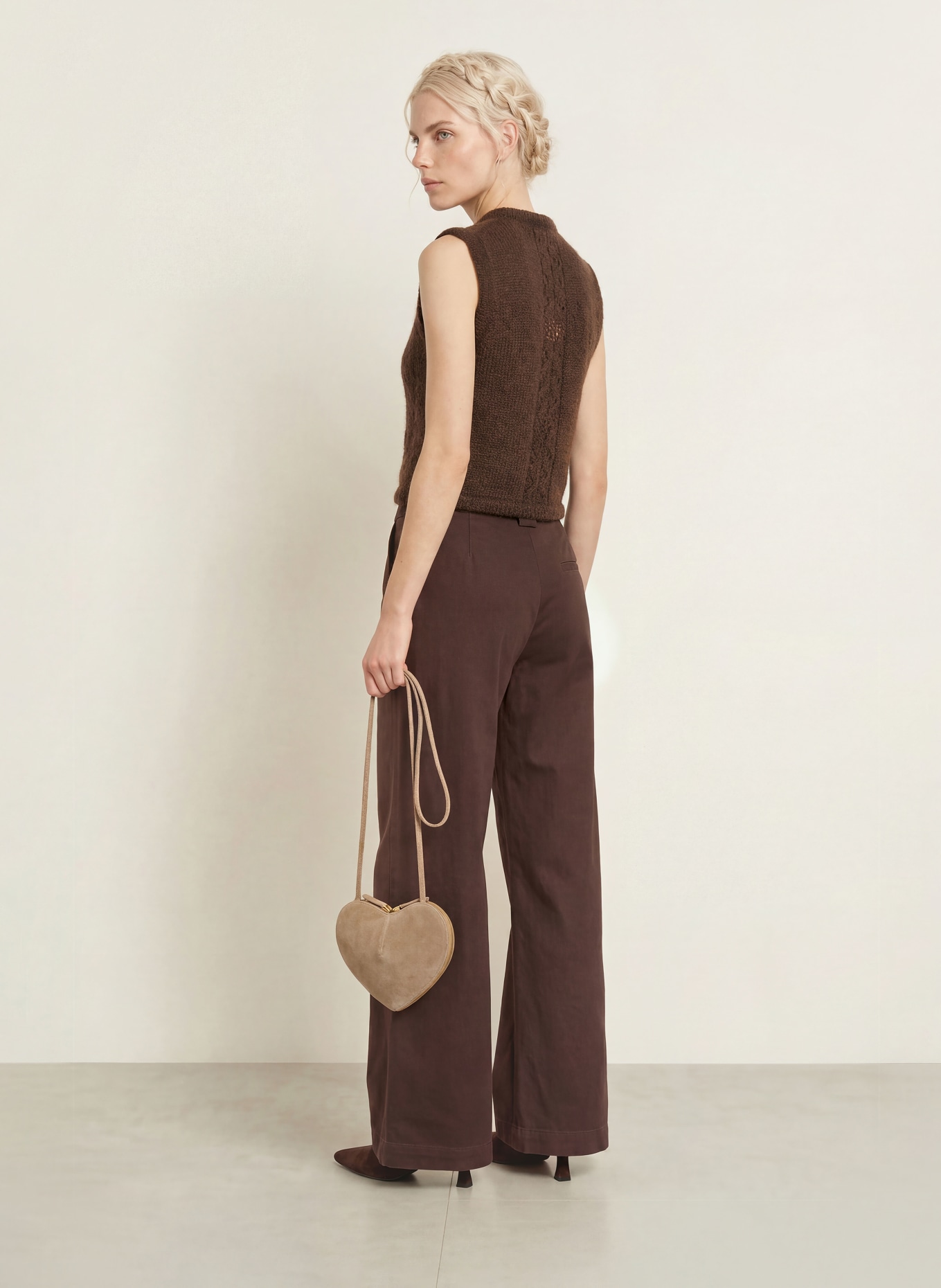 Johann & Johanna Mohair Knit Vest: DARK BROWN