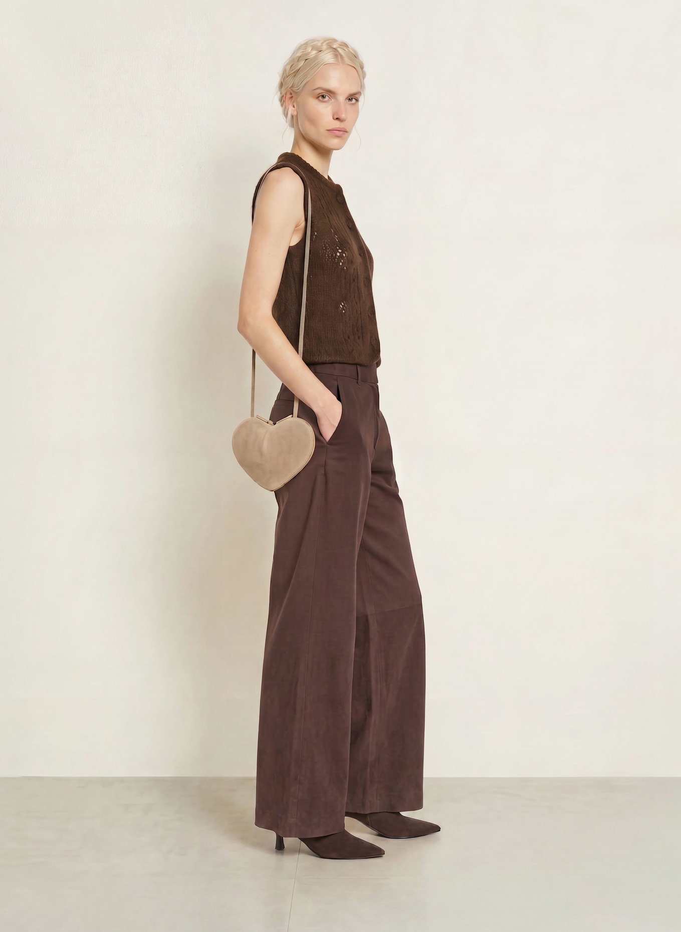 Johann & Johanna Mohair Knit Vest: DARK BROWN