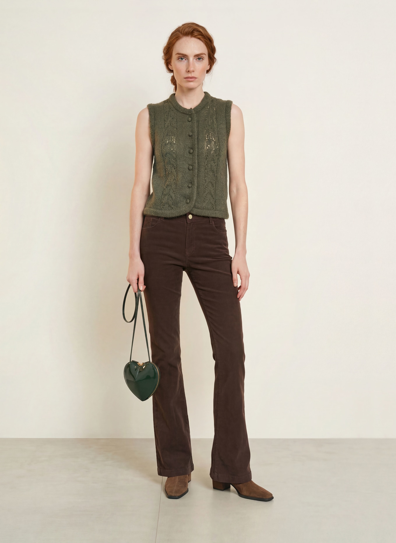 Johann & Johanna Mohair Knit Vest: DARK GREEN