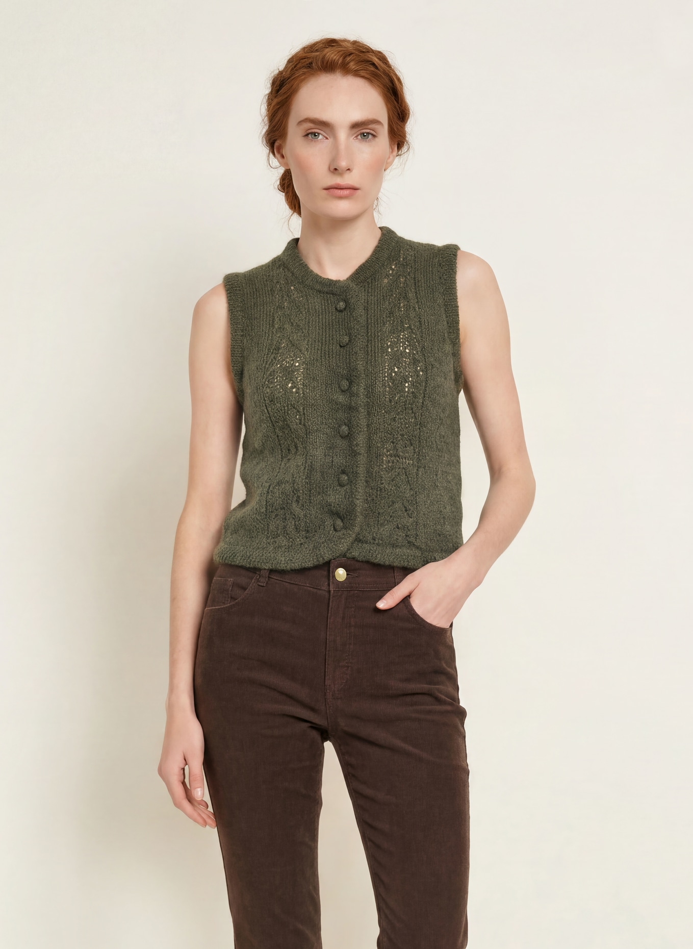 Johann & Johanna Mohair Knit Vest: DARK GREEN