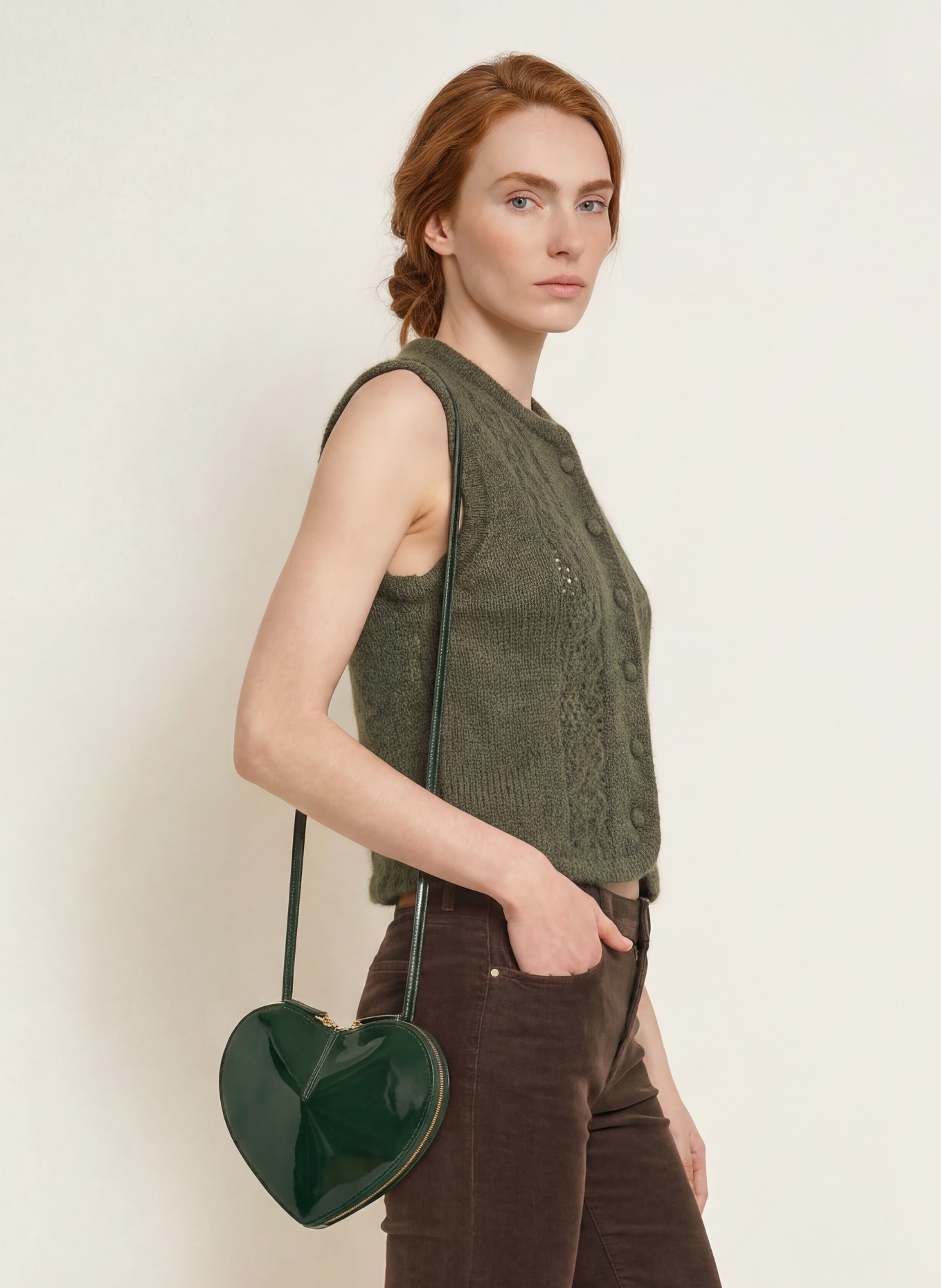 Johann & Johanna Mohair Knit Vest: DARK GREEN