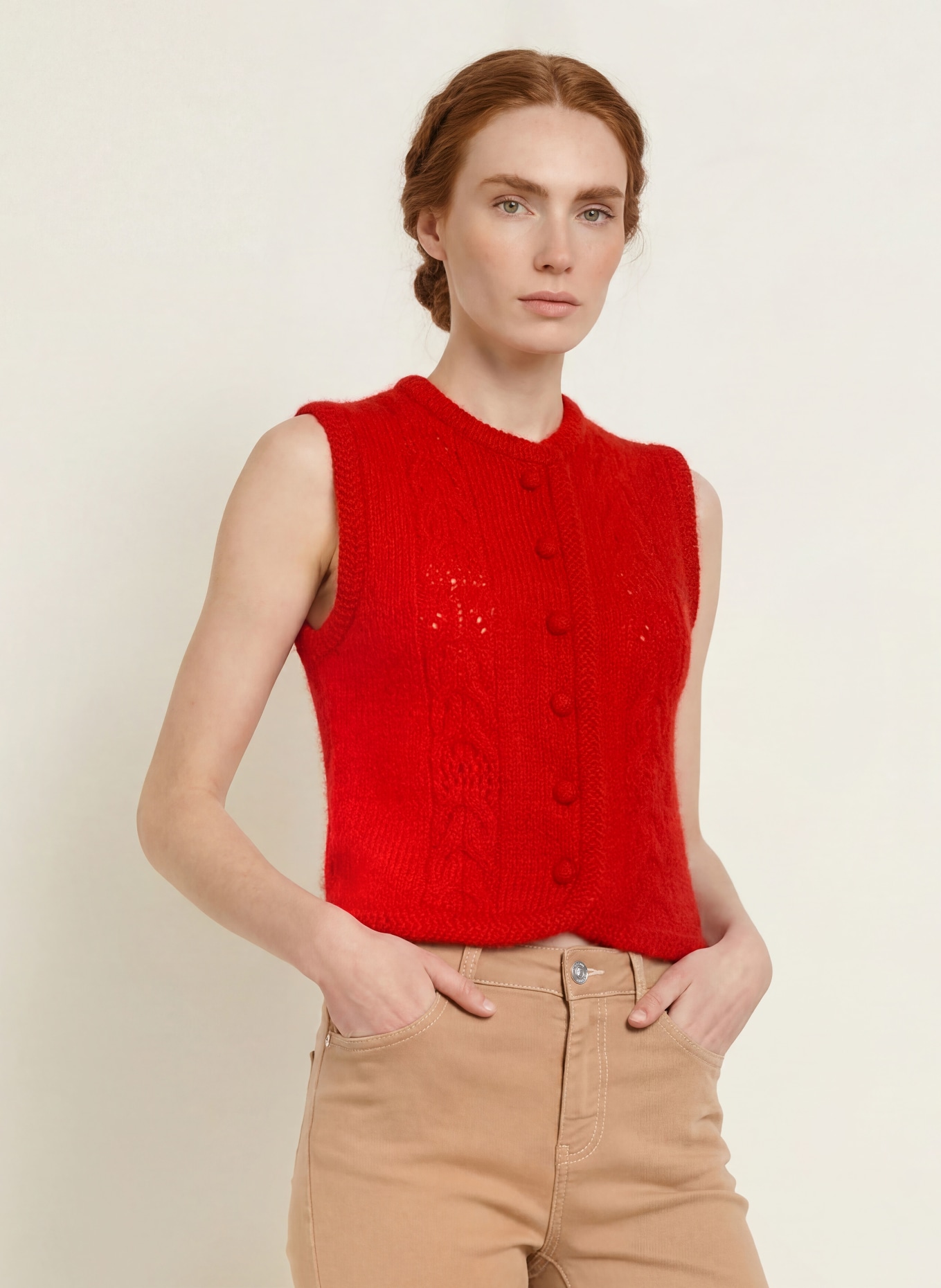 Johann & Johanna Strickweste mit Mohair: ROT