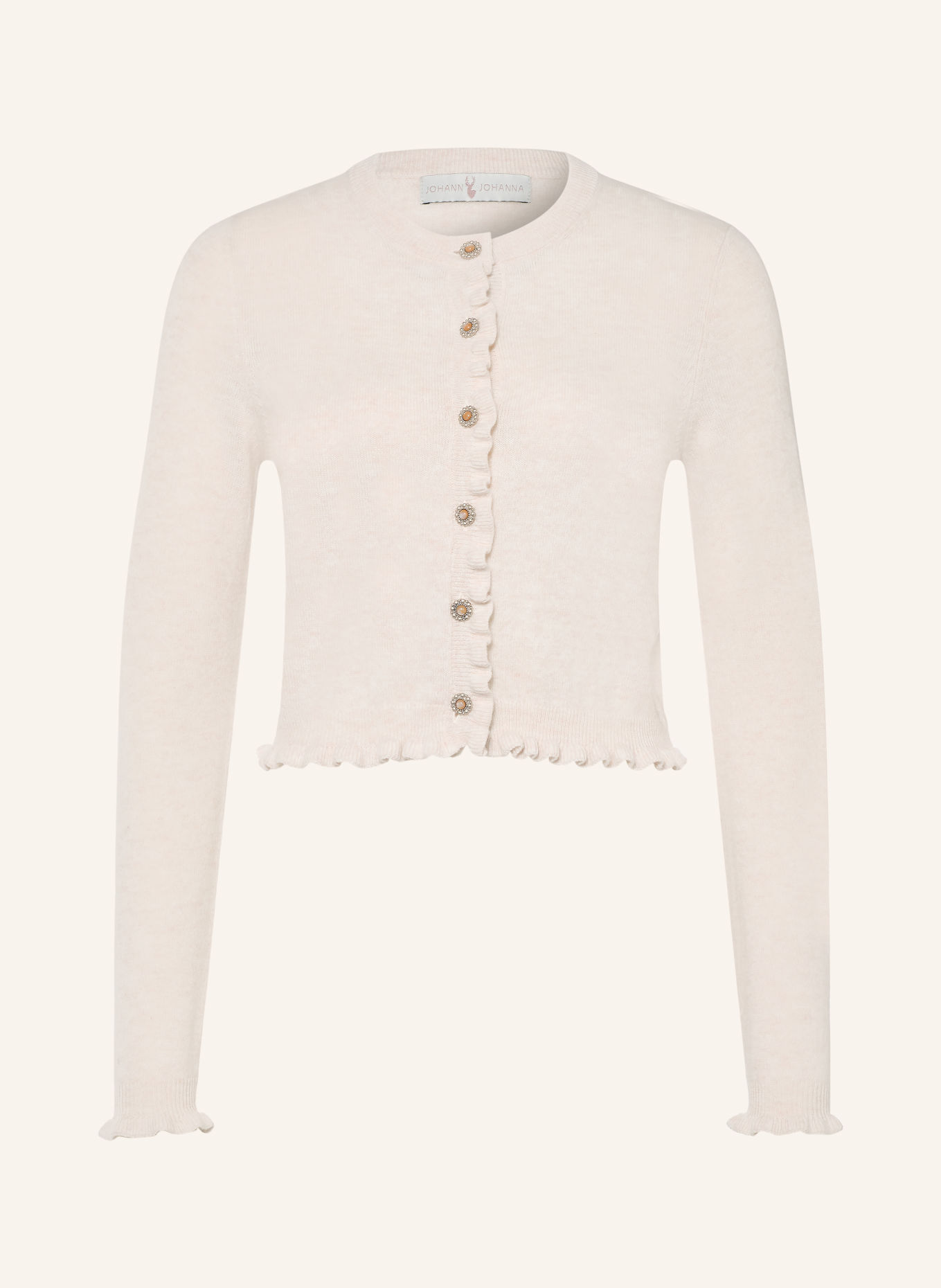 Johann & Johanna Strickjacke mit Rüschen: CREME