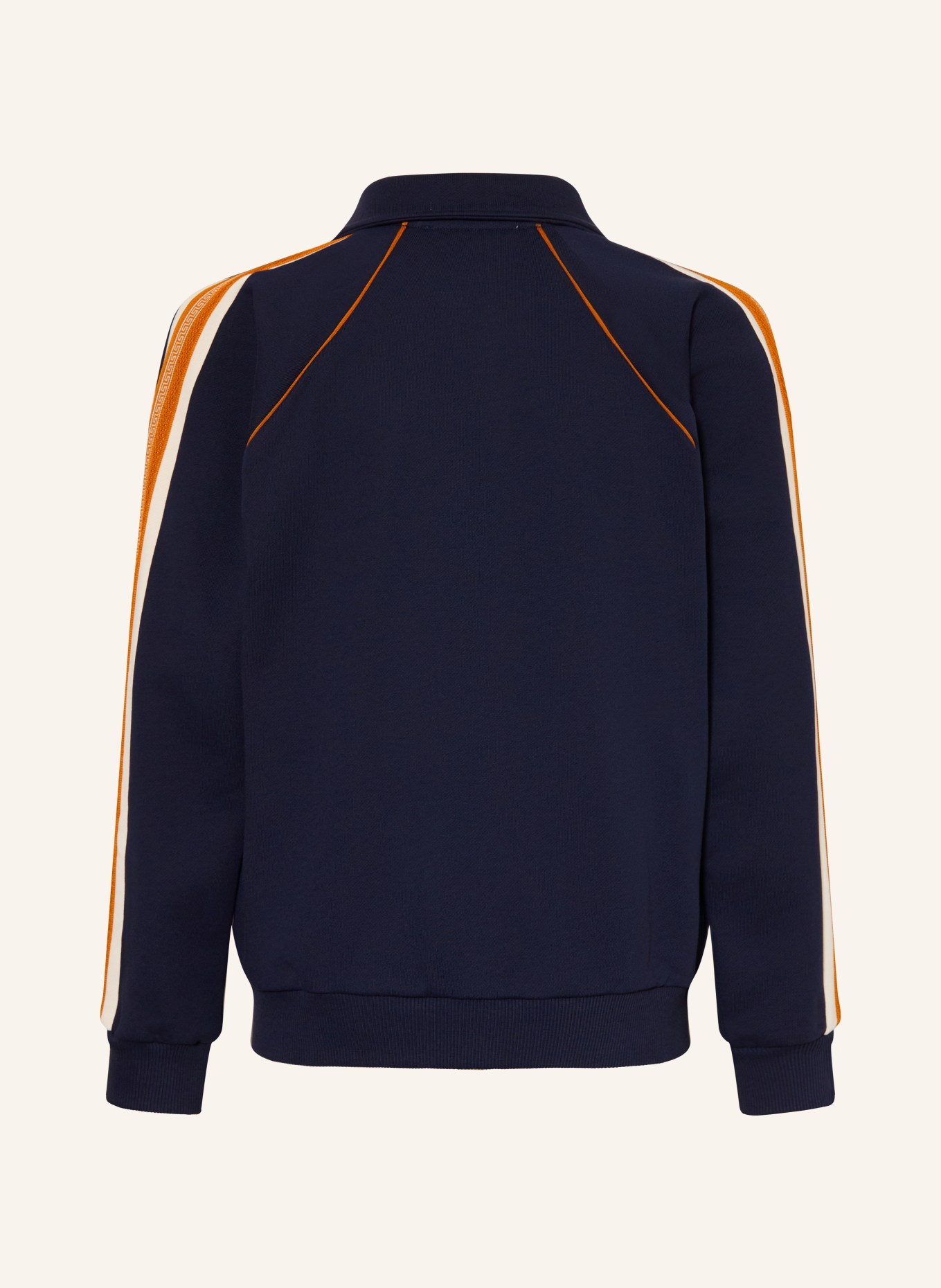 VERSACE Zip-up sweatshirt with braided trim: DARK BLUE / COGNAC / CREAM