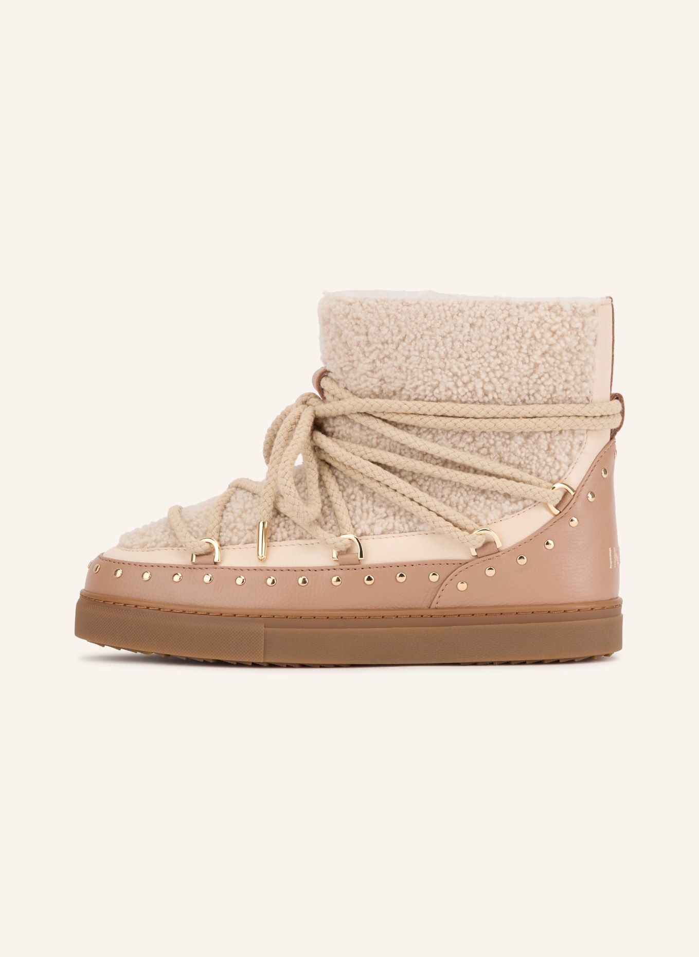 INUIKII Boots CURLY ROCK à rivets: BEIGE / OR / MARRON CLAIR