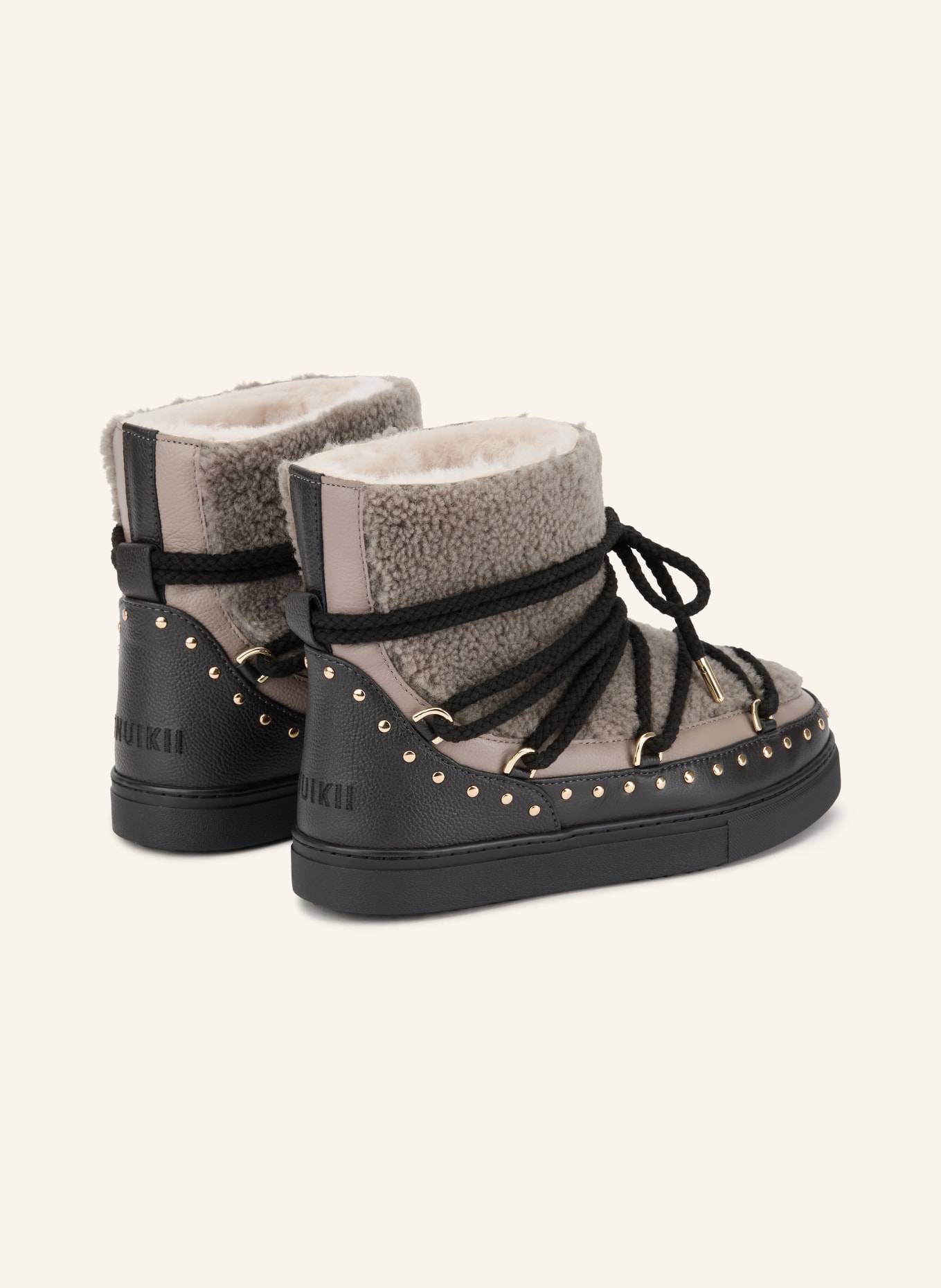 INUIKII Boots CURLY ROCK mit Nieten: DUNKELGRAU / GOLD / SCHWARZ