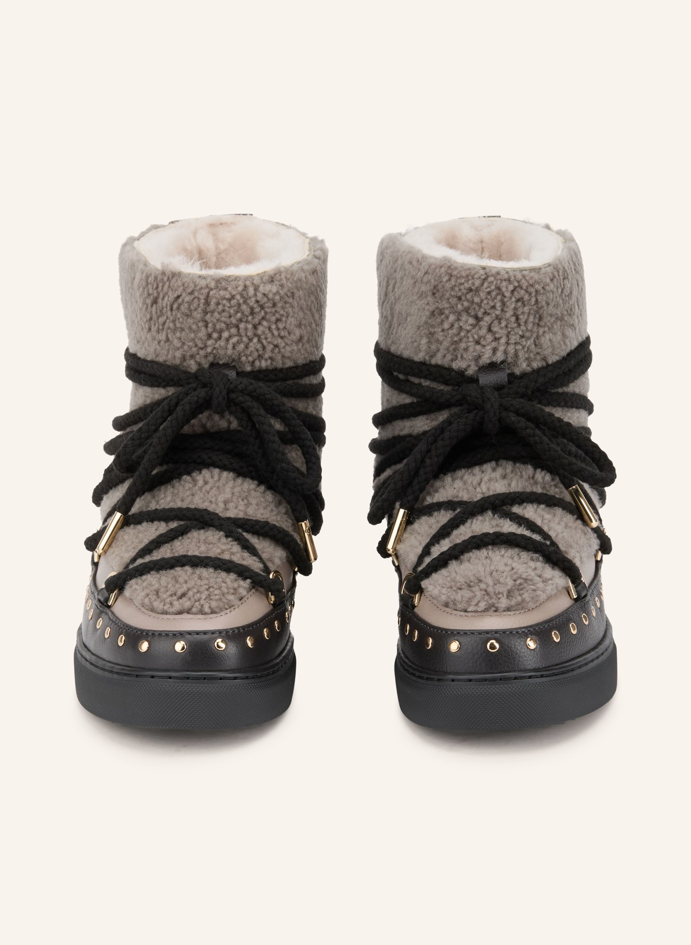 INUIKII Boots CURLY ROCK mit Nieten: DUNKELGRAU / GOLD / SCHWARZ
