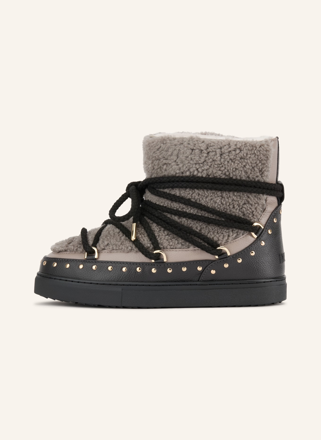 INUIKII Boots CURLY ROCK mit Nieten: DUNKELGRAU / GOLD / SCHWARZ