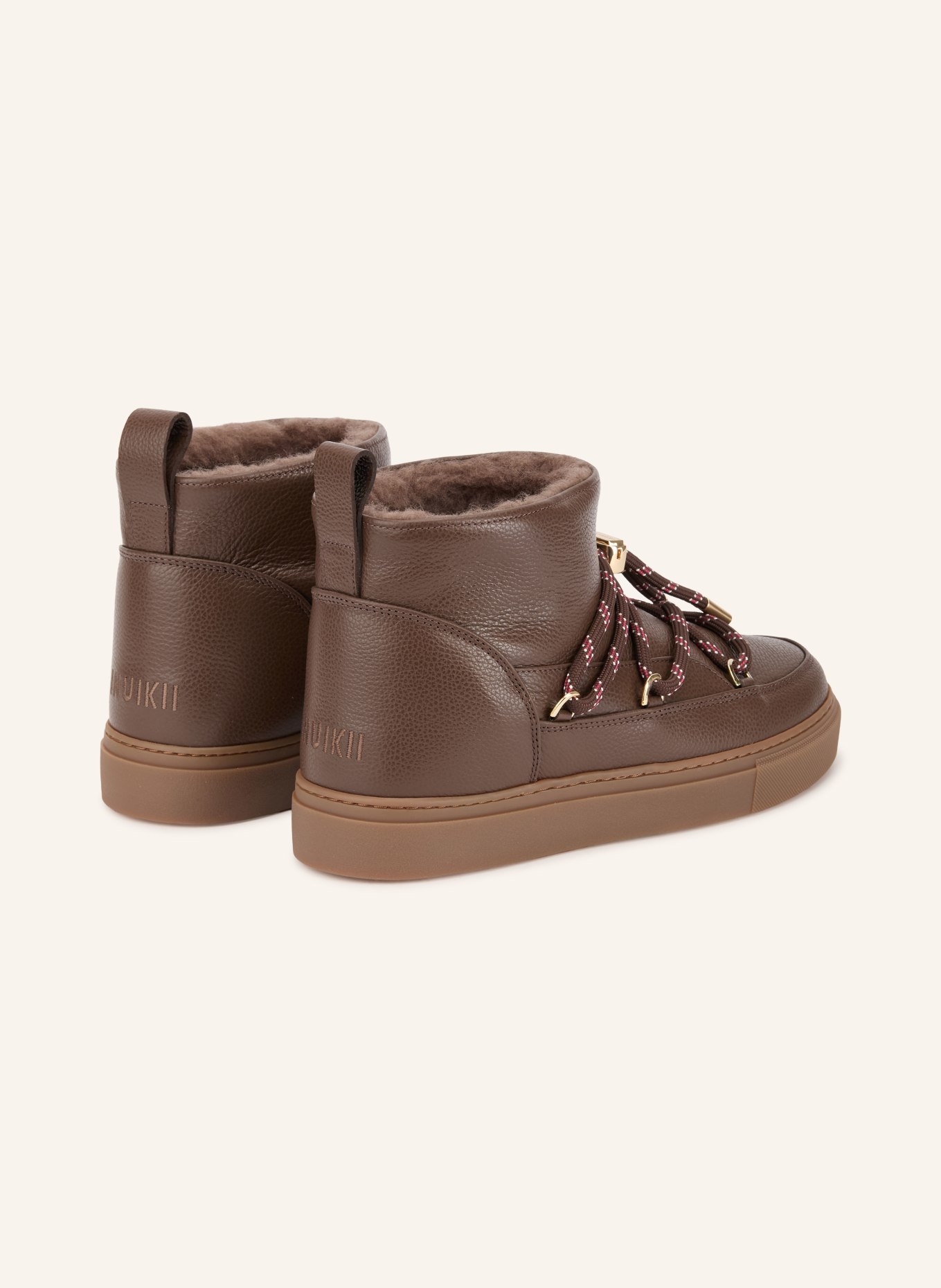 INUIKII Boots FULL LEATHER GLOSS: MARRON FONCÉ / OR
