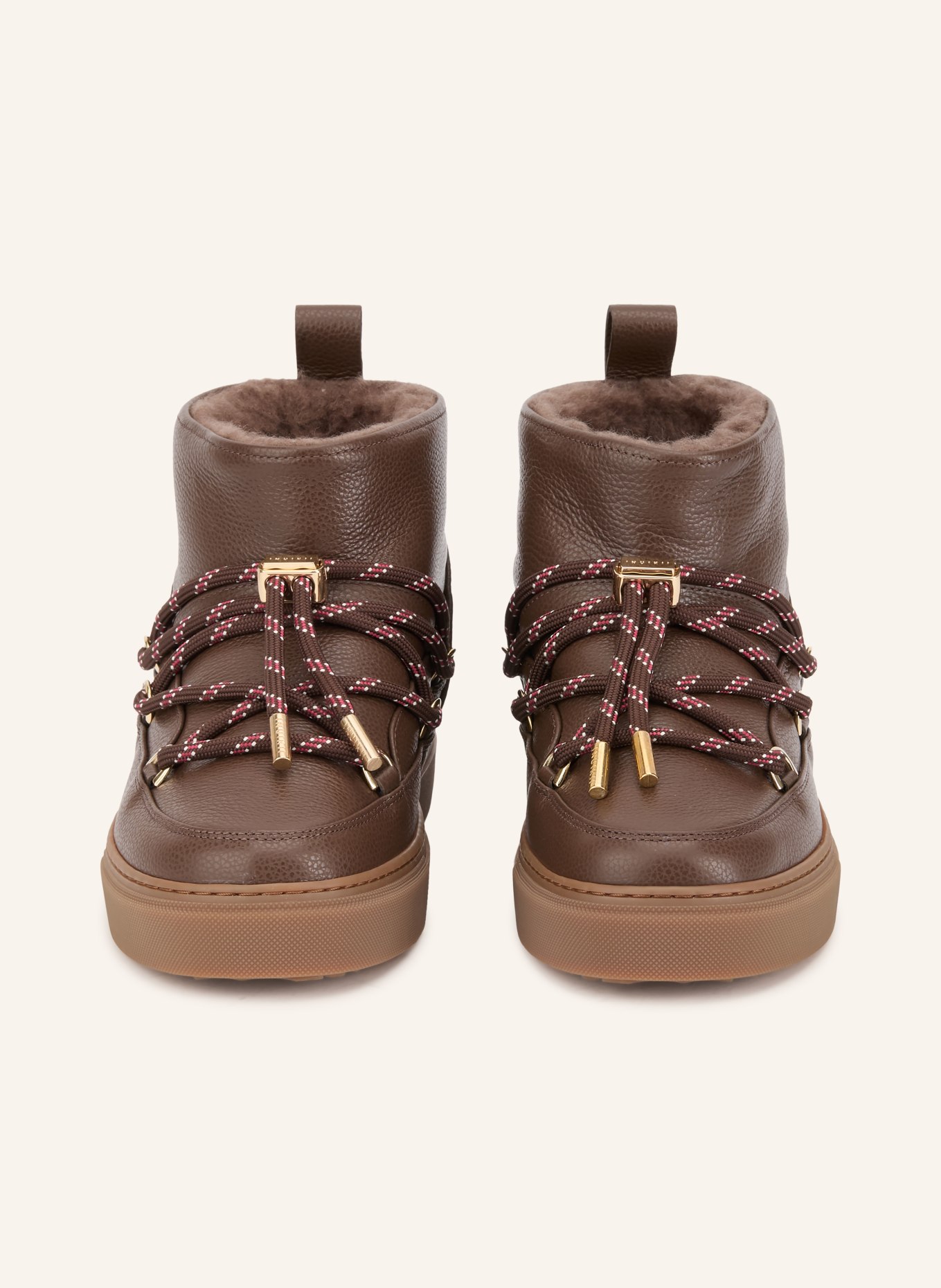 INUIKII Boots FULL LEATHER GLOSS: MARRON FONCÉ / OR