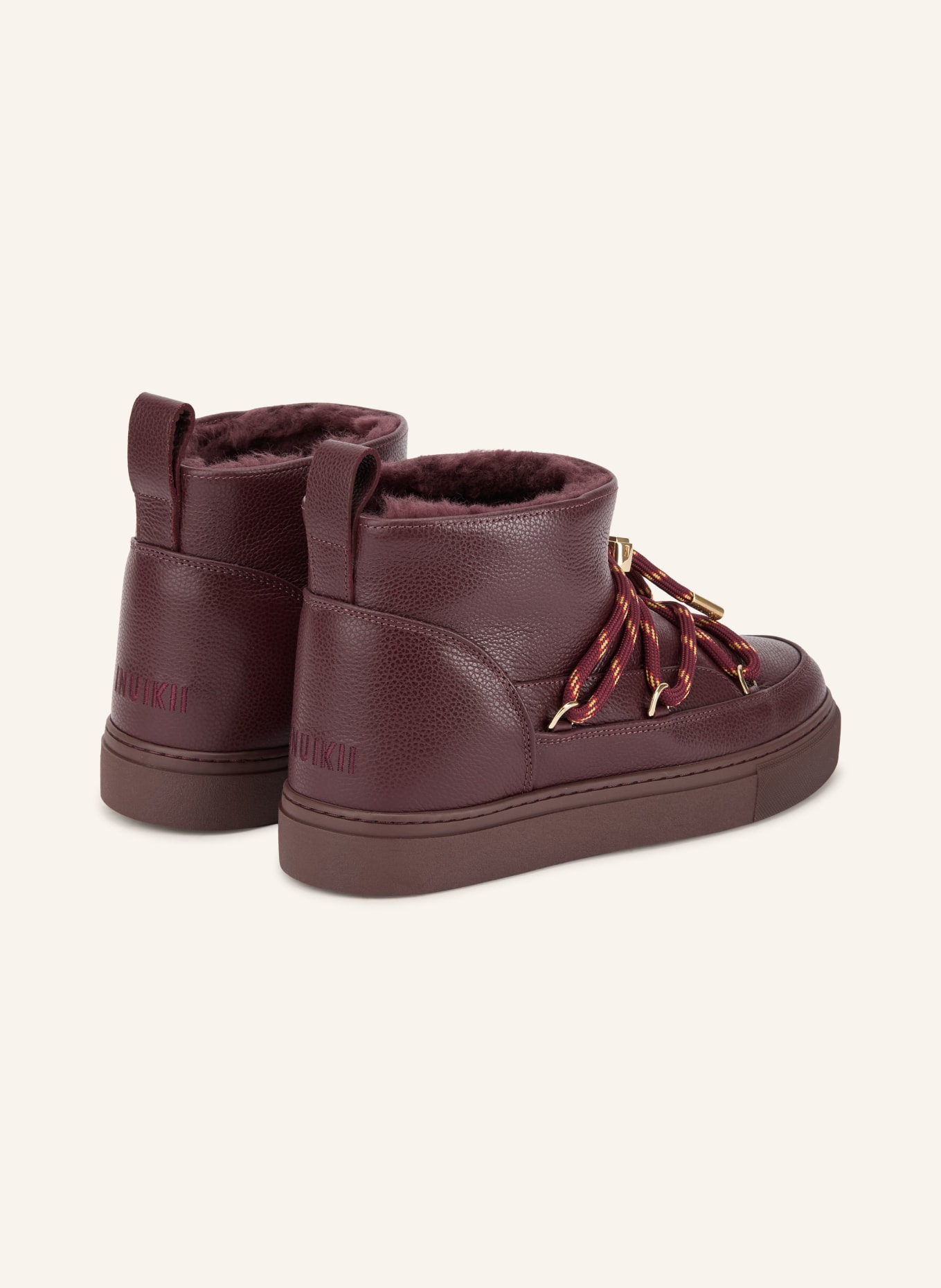 INUIKII Boots FULL LEATHER GLOSS: ROUGE FONCÉ / OR