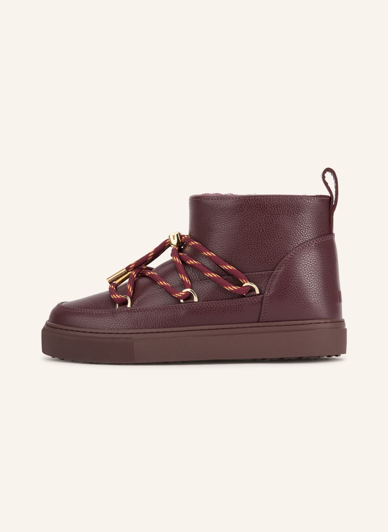 INUIKII Boots FULL LEATHER GLOSS: ROUGE FONCÉ / OR