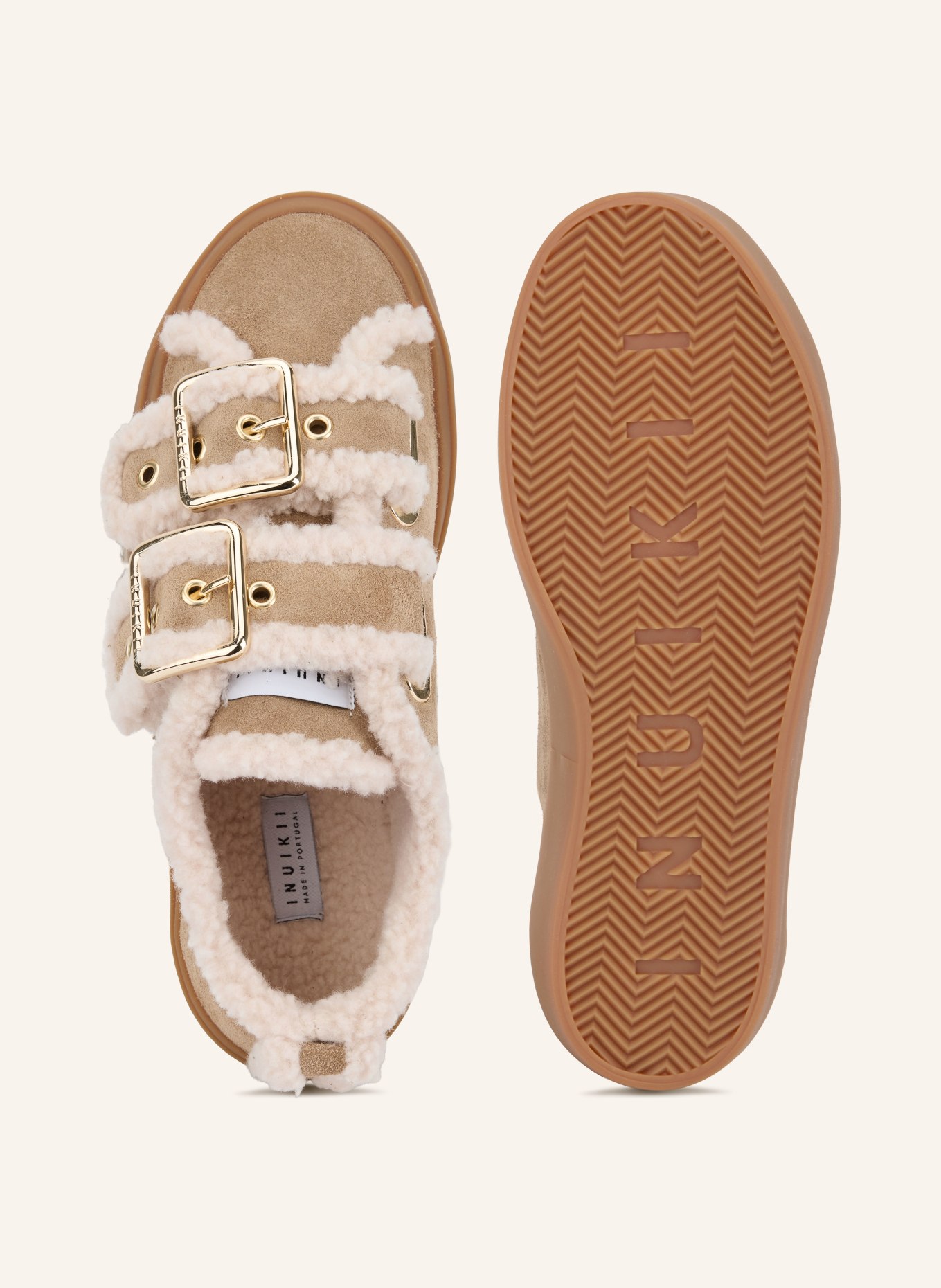 INUIKII Sneaker LOW VELCRO: CAMEL / CREME
