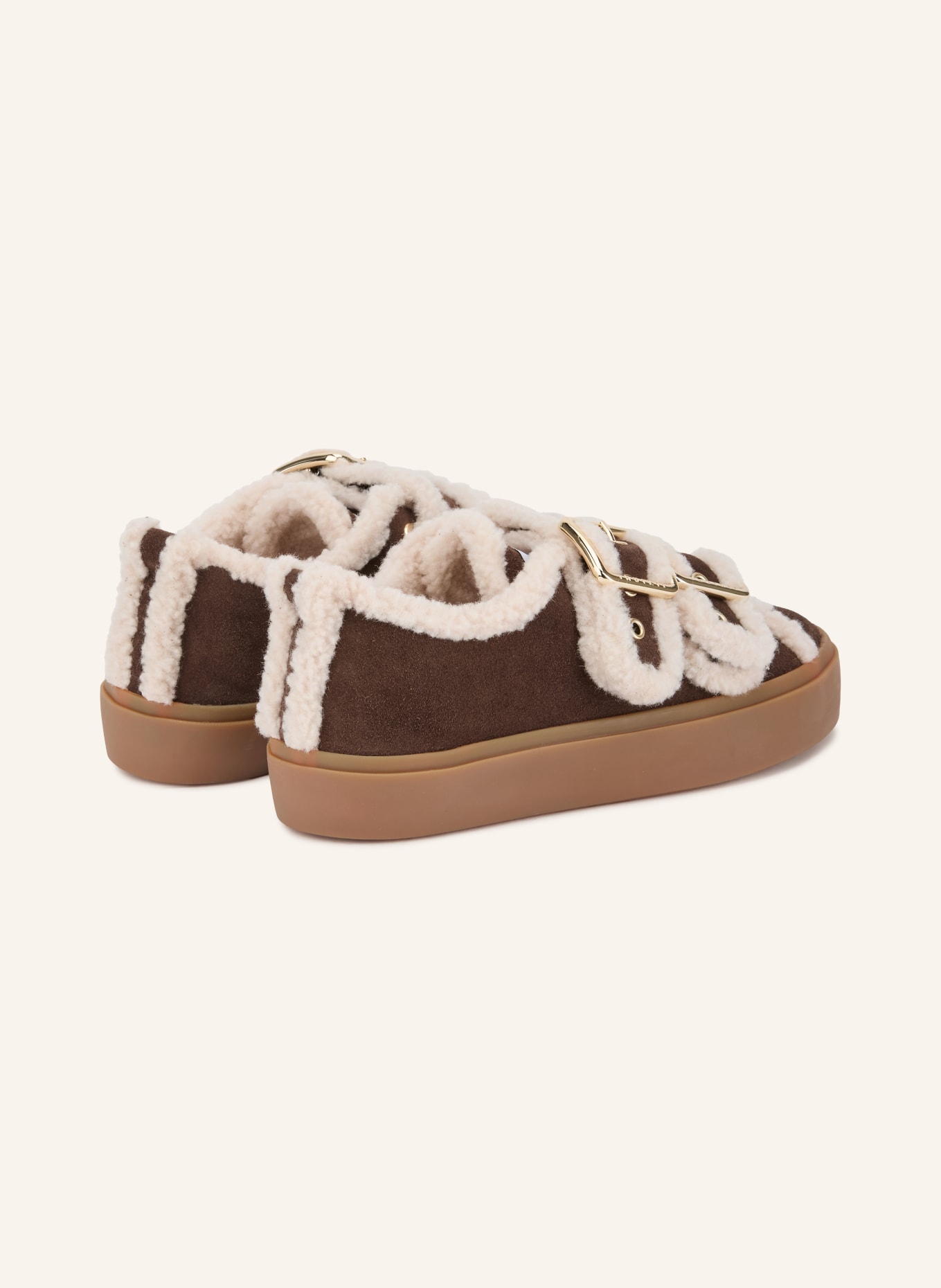 INUIKII Sneaker LOW VELCRO: DUNKELBRAUN / BEIGE