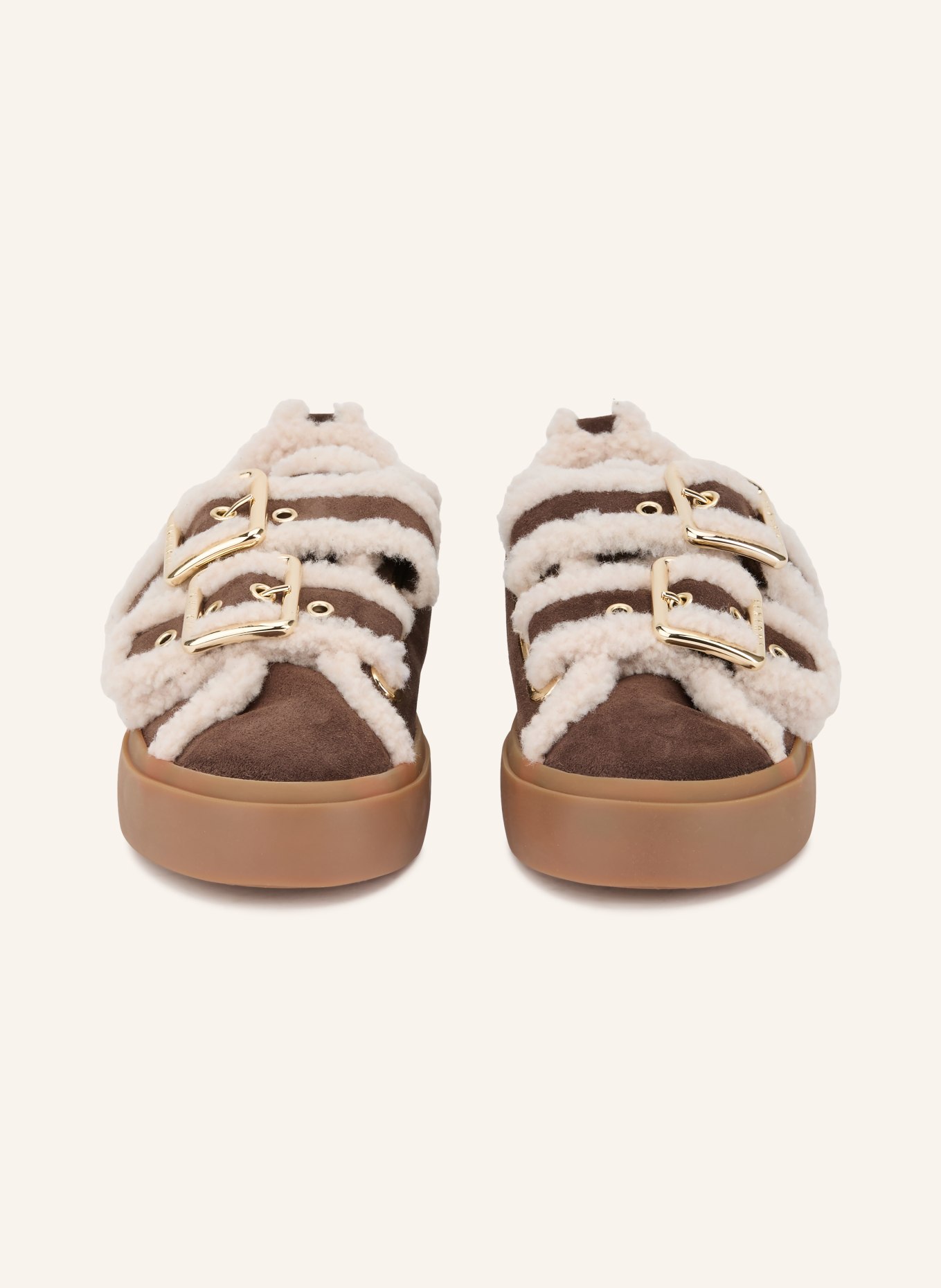 INUIKII Sneaker LOW VELCRO: DUNKELBRAUN / BEIGE