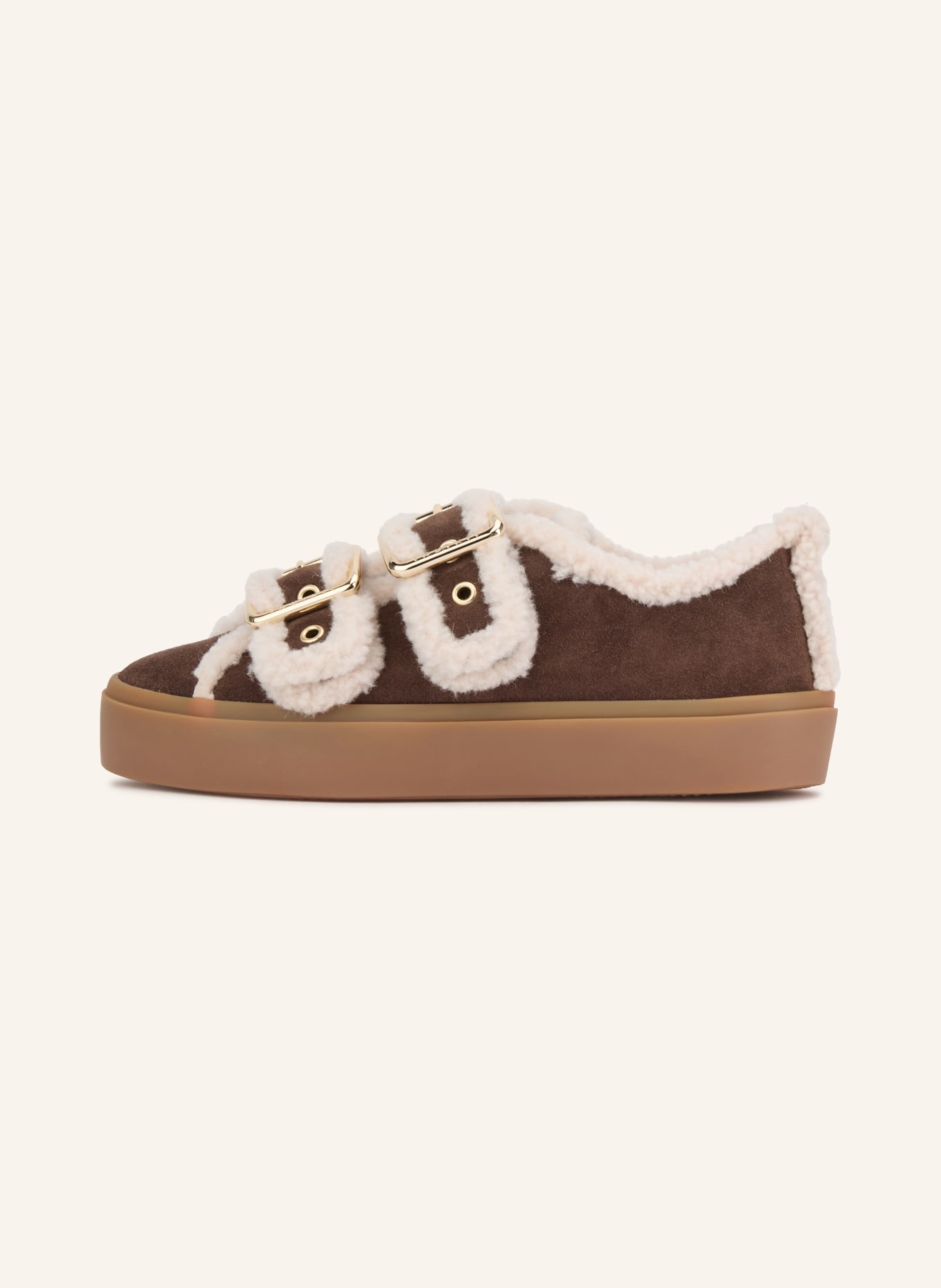 INUIKII Sneaker LOW VELCRO: DUNKELBRAUN / BEIGE