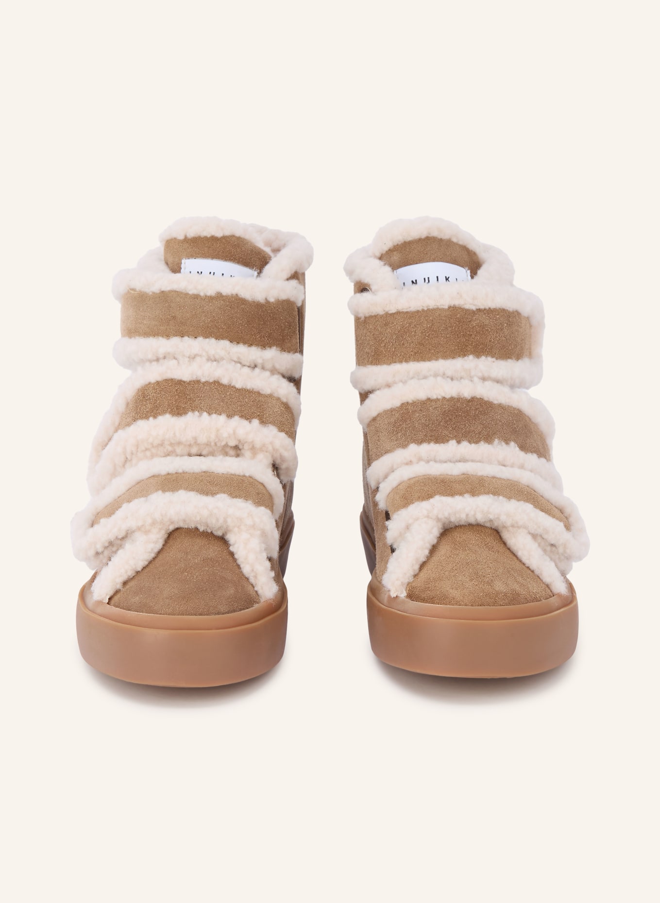 INUIKII Hightop-Sneaker SHEARLING VELCRO WEDGE: BEIGE / CREME